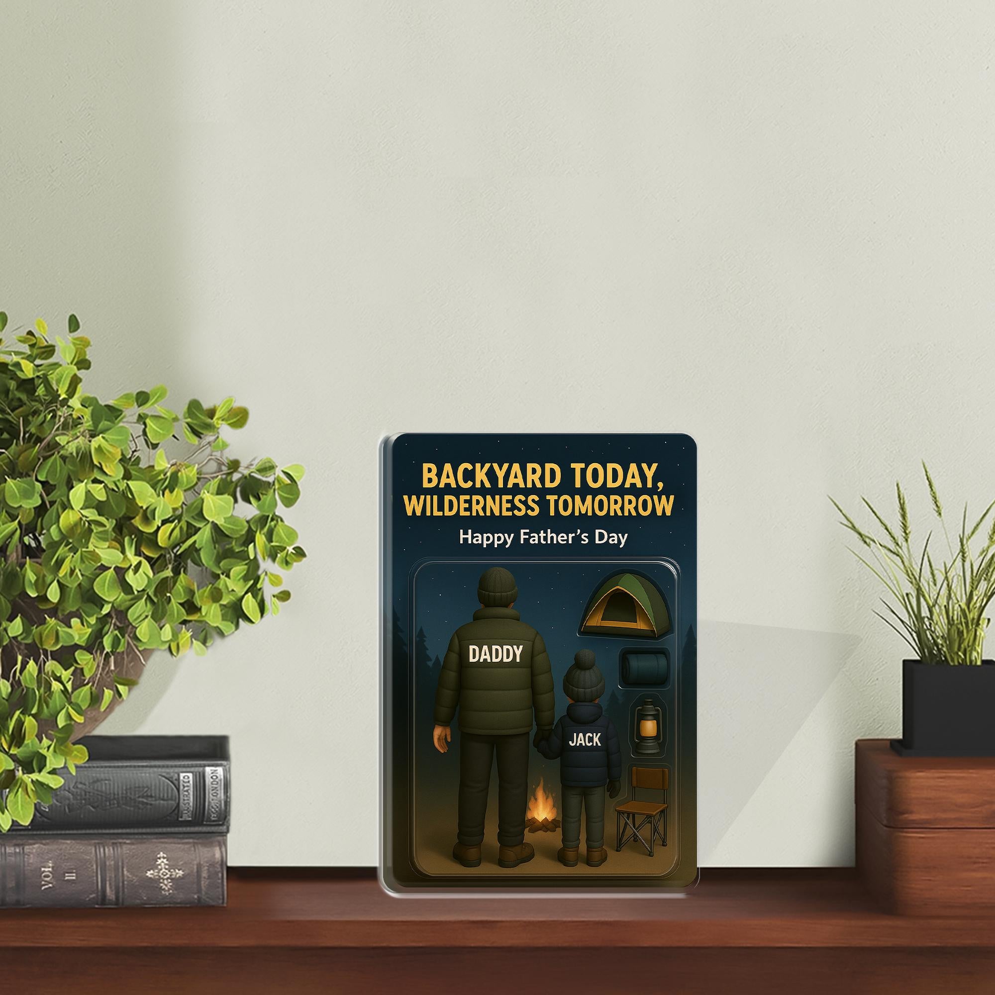 Custom Camping Dad Acrylic Block | Personalized Father’s Day Gift from Kids | Outdoor Adventure Keepsake | Campfire Family Plaque