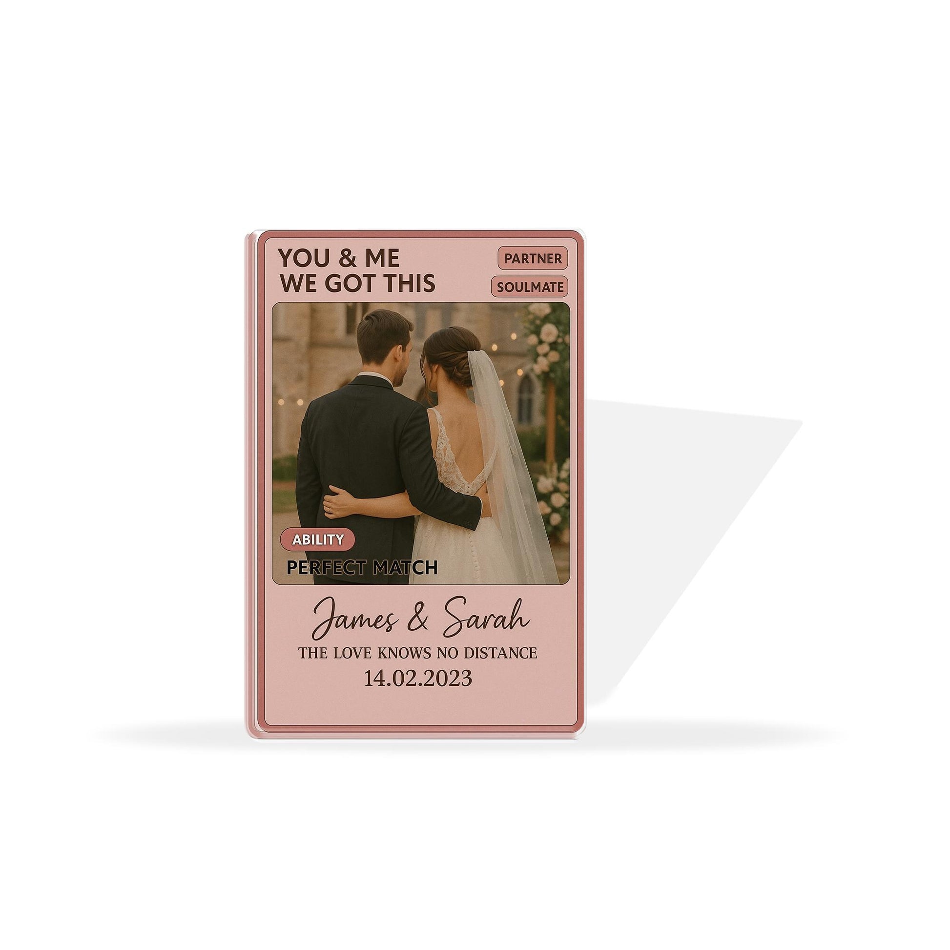 Personalized Couple Game Card Acrylic Block, Custom Photo Gift for Anniversary, Wedding Day Gift for Him, Soulmate Keepsake, Husband & Wife
