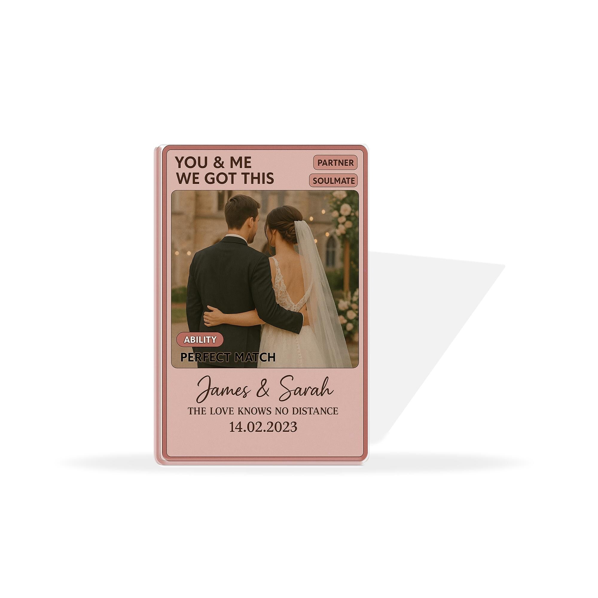 Personalized Couple Game Card Acrylic Block, Custom Photo Gift for Anniversary, Wedding Day Gift for Him, Soulmate Keepsake, Husband & Wife