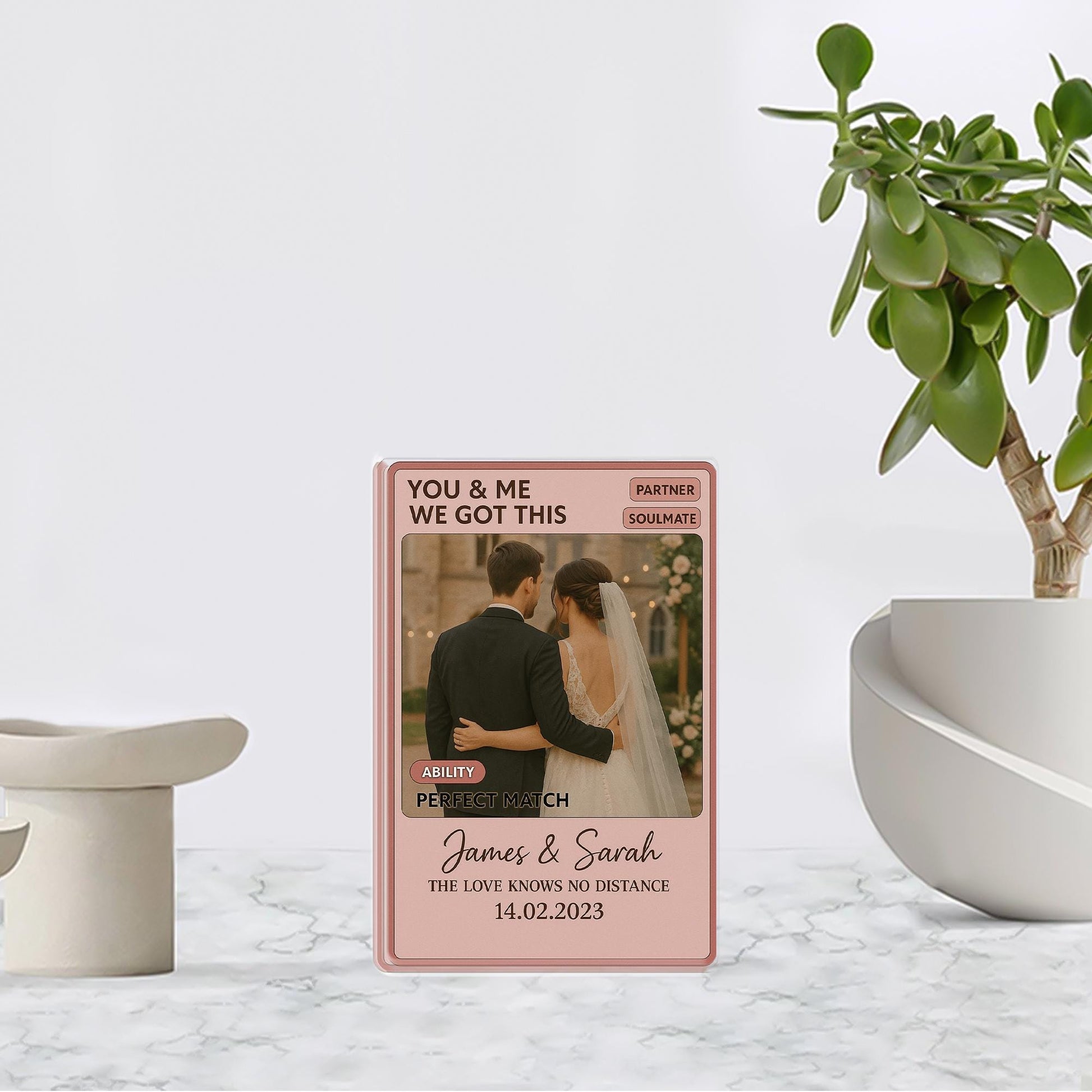 Personalized Couple Game Card Acrylic Block, Custom Photo Gift for Anniversary, Wedding Day Gift for Him, Soulmate Keepsake, Husband & Wife