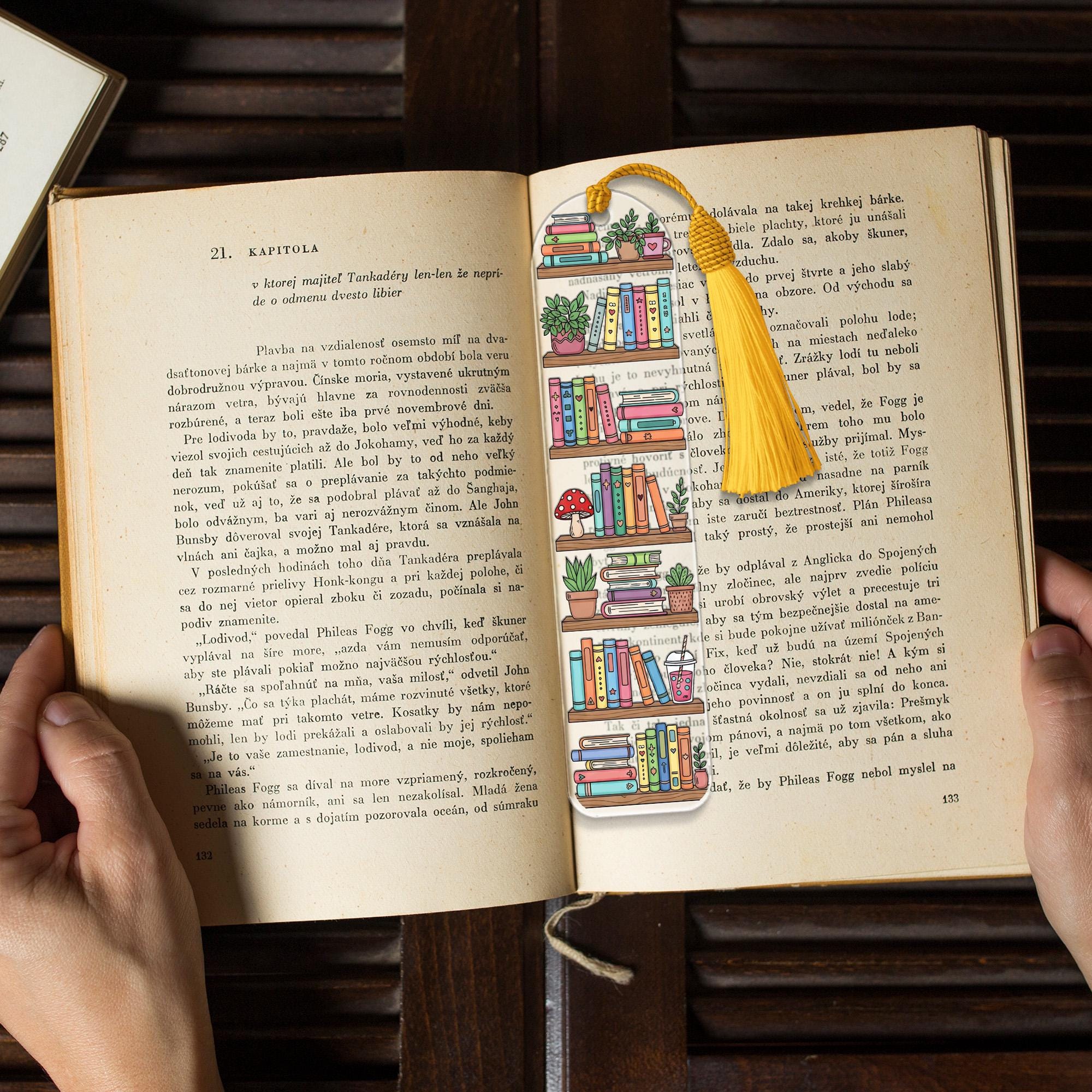 Colorful Bookshelf Bookmark with Tassel – Cute Reading Accessory for Book Lovers, Teachers, and Students – Cozy Bookstack Gift