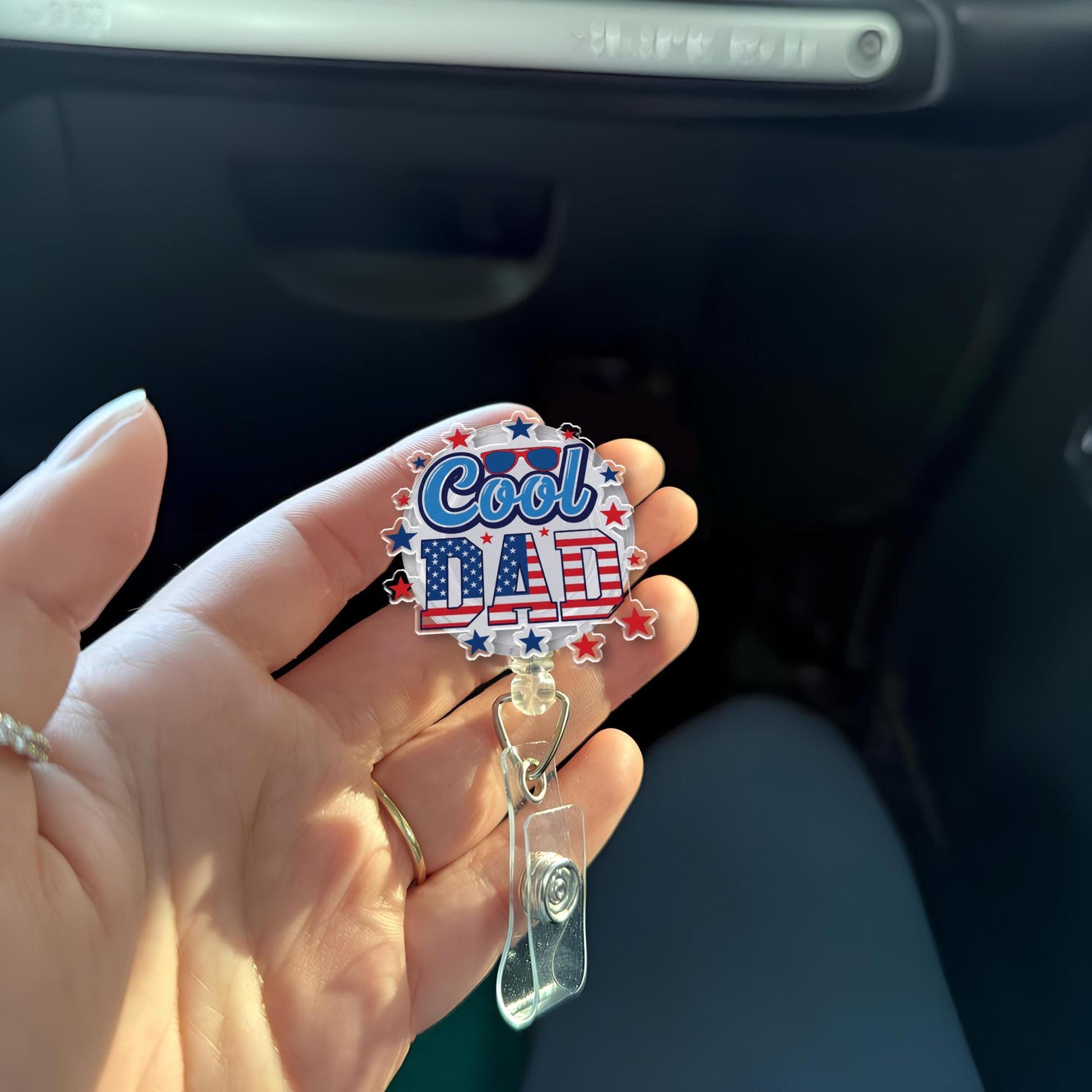 Cool Dad Badge Reel – Funny Father’s Day Retractable ID Holder – Gift for Dad Nurses, Teachers, Coworkers, or Proud Girl Dads