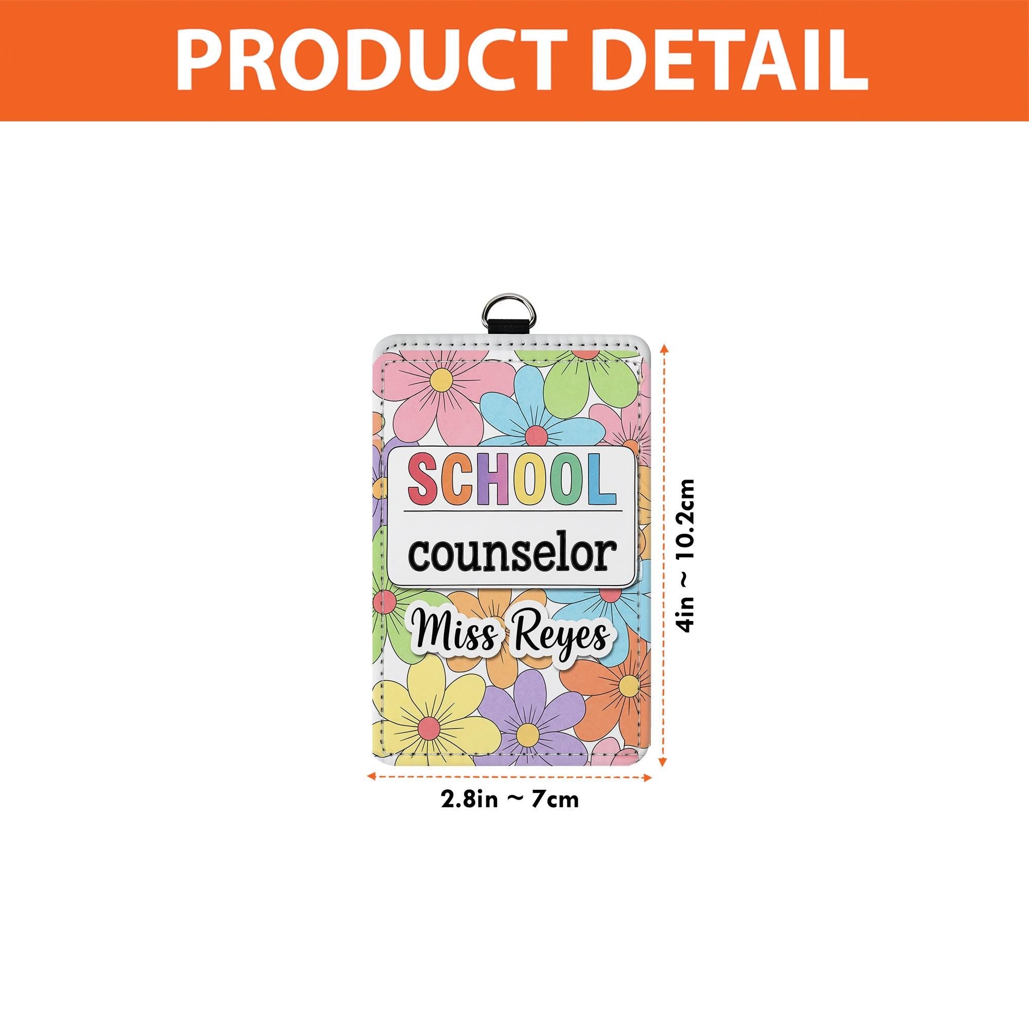 Personalized School Counselor Badge Holder, Custom Floral Name Tag, Cute ID Lanyard, Gift for Counselor, Teacher Office Accessory
