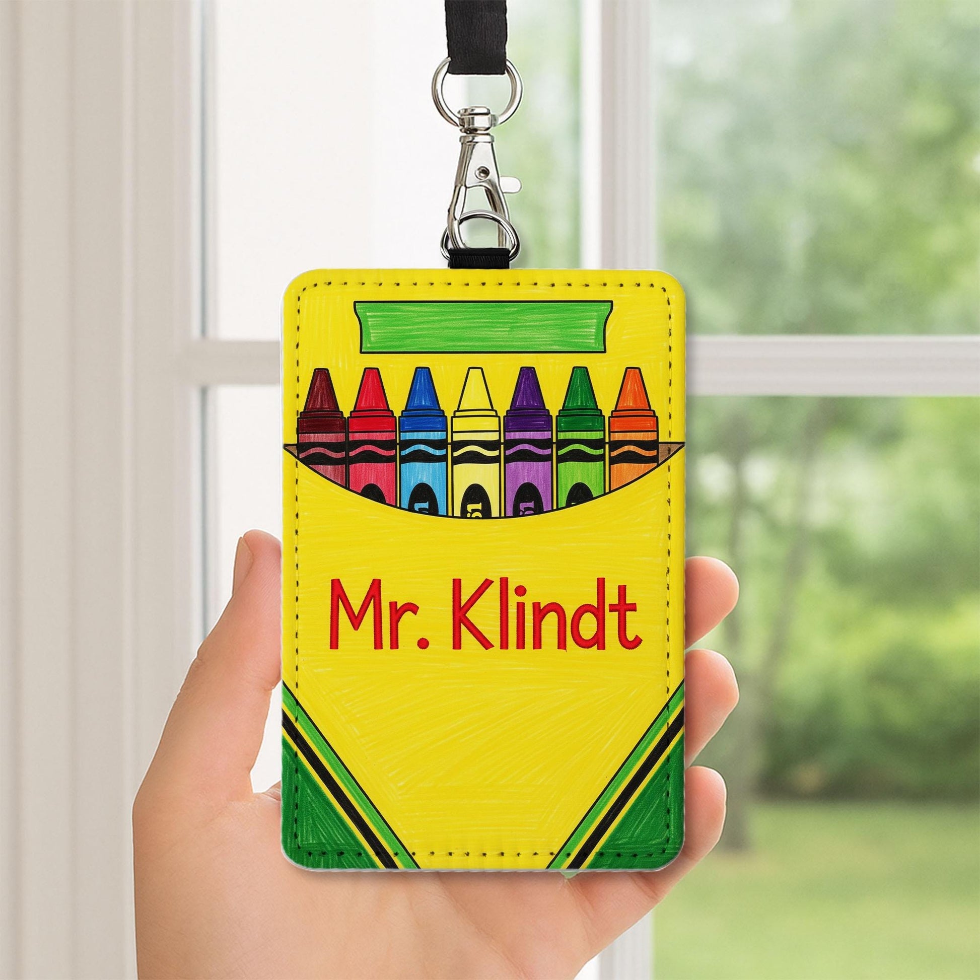 Personalized Crayon Badge Holder, Custom Teacher Name Tag, Colorful ID Lanyard for Classroom, Back to School Gift, Teacher Badge Gift