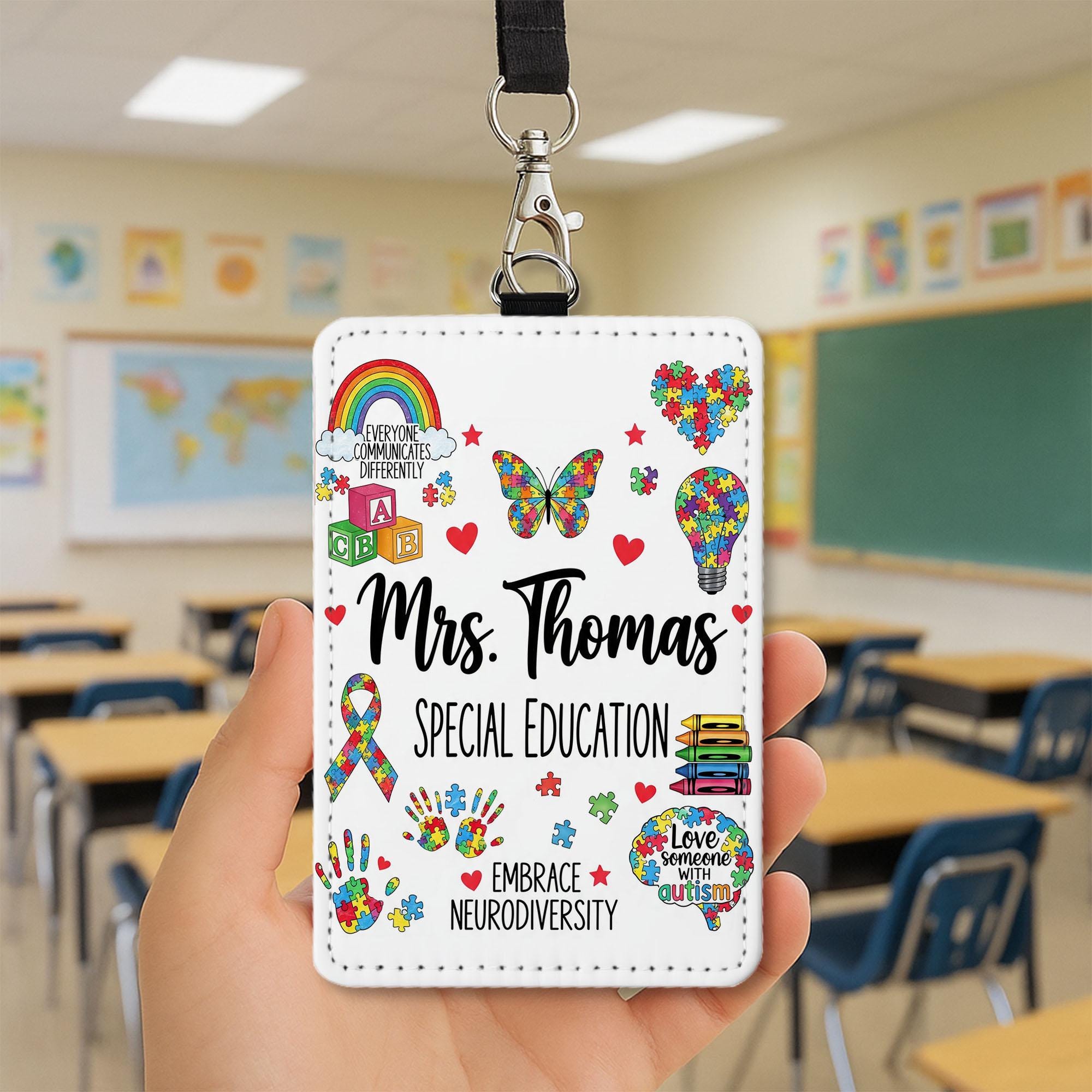 Personalized Special Education Badge Holder, Autism Awareness ID Reel, Neurodiversity Teacher Gift, Custom Name Tag, Paraeducator Lanyard