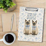 Custom Cat Clipboard - Floral Teacher Gift - Blue Chinoiserie Office Decor - Personalized Cat Lover Clipboard - Nurse Gift- Cat Mom Gift
