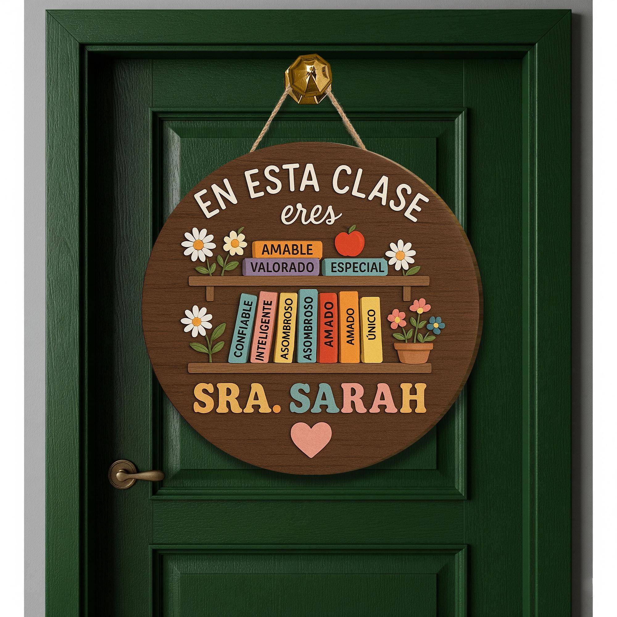Custom Classroom Door Hanger, Back to School Sign, En Esta Clase Eres, Personalized Wooden Maestra Bilingue Signs, Bilingual Teacher Gift