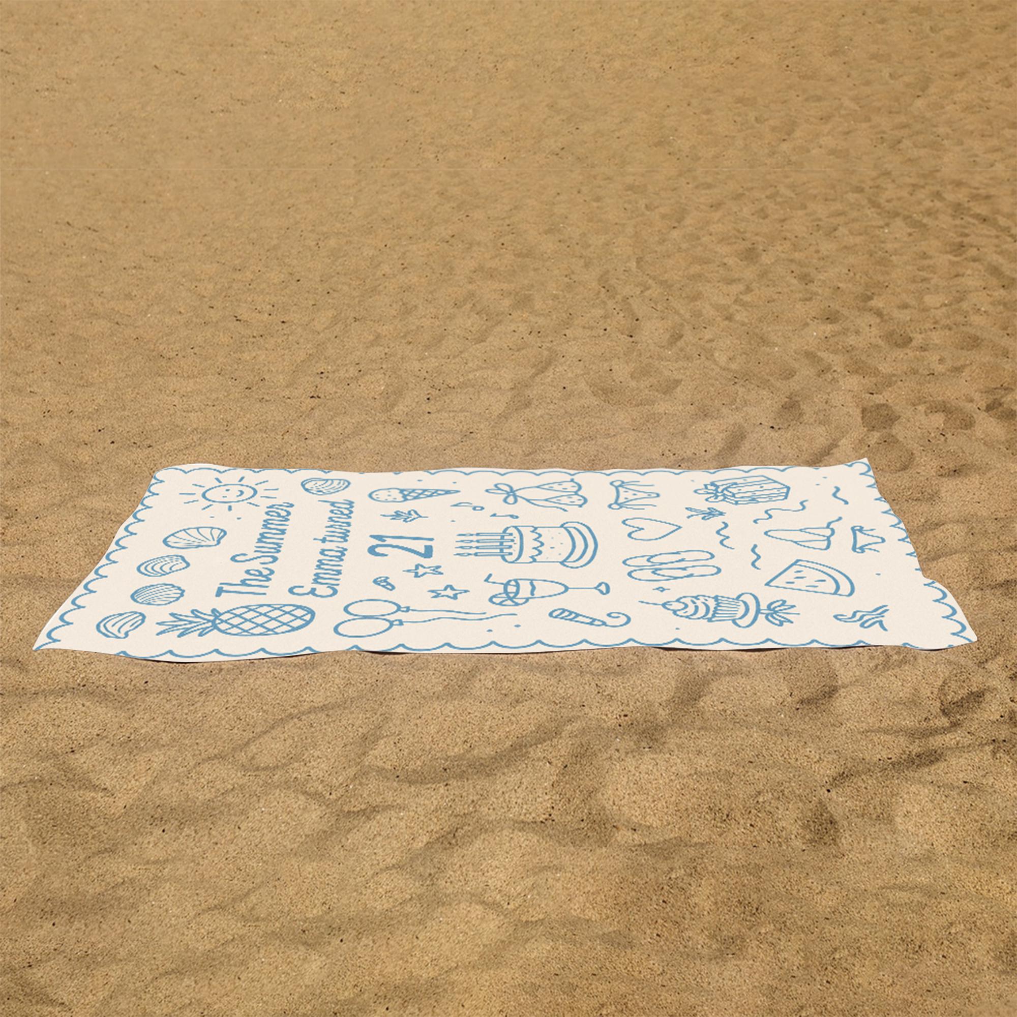 Custom Birthday Beach Towel – Personalized Summer Party Towel for Her, 21st Birthday Gift Idea, Pool or Beach Trip Celebration Towel