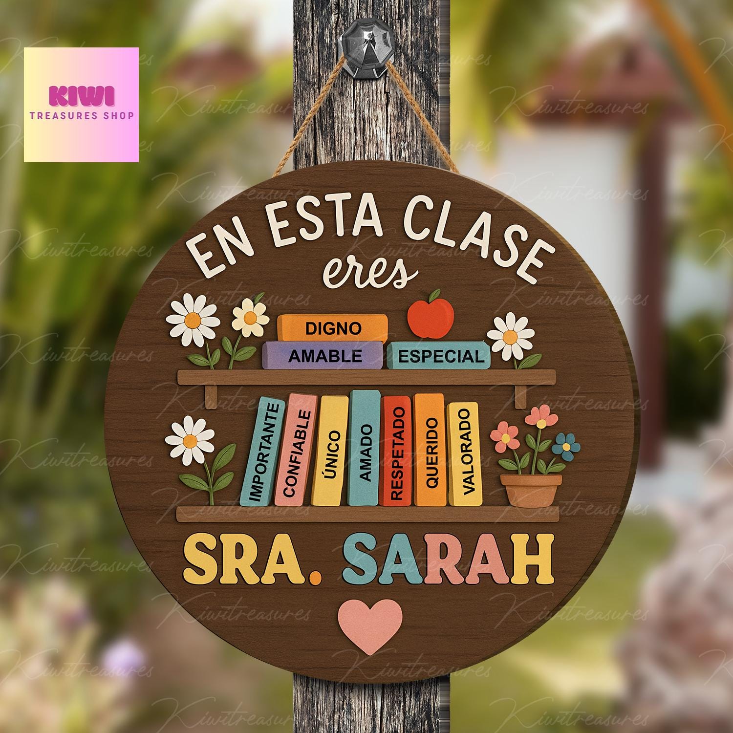 Custom Classroom Door Hanger, Back to School Sign, En Esta Clase Eres, Personalized Wooden Maestra Bilingue Signs, Bilingual Teacher Gift