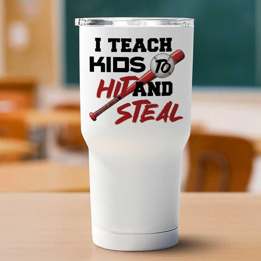 Personalized Coach Tumbler, Funny Baseball Quote, I Teach Kids to Hit and Steal, Custom Coach Appreciation, Baseball Coach Gift