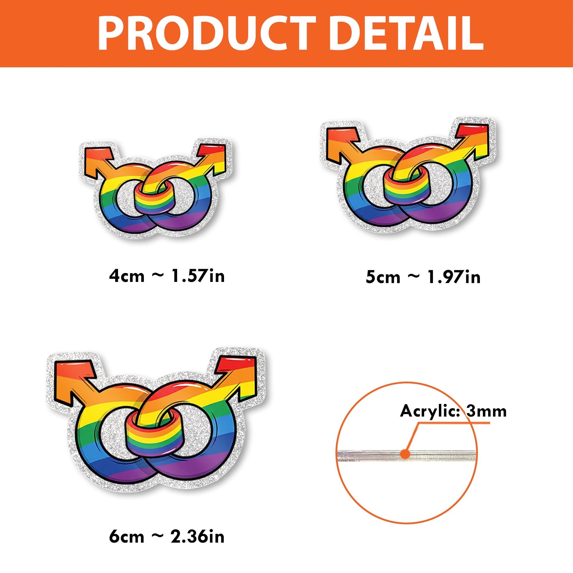 Gay Pride Male Symbol Badge Reel | Rainbow LGBTQ+ ID Holder | Retractable Clip for Pride Month | Cute Gay Nurse Gift | Glitter Reel