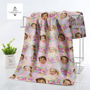 Custom Cousin Face Beach Towel – Personalized Kids Summer Gift, Cute Vacation Pool Towel with Photos, Fun Family Memory Keepsake