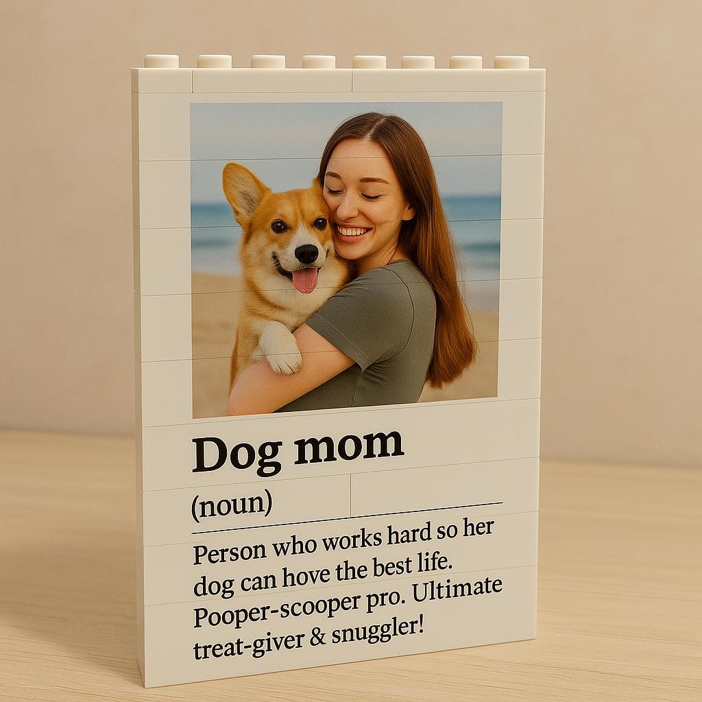 Custom Dog Mom Photo Building Blocks, Personalized Pet Portrait Gift for Her, Lego Style Photo Puzzle, Unique Dog Lover Keepsake Gift