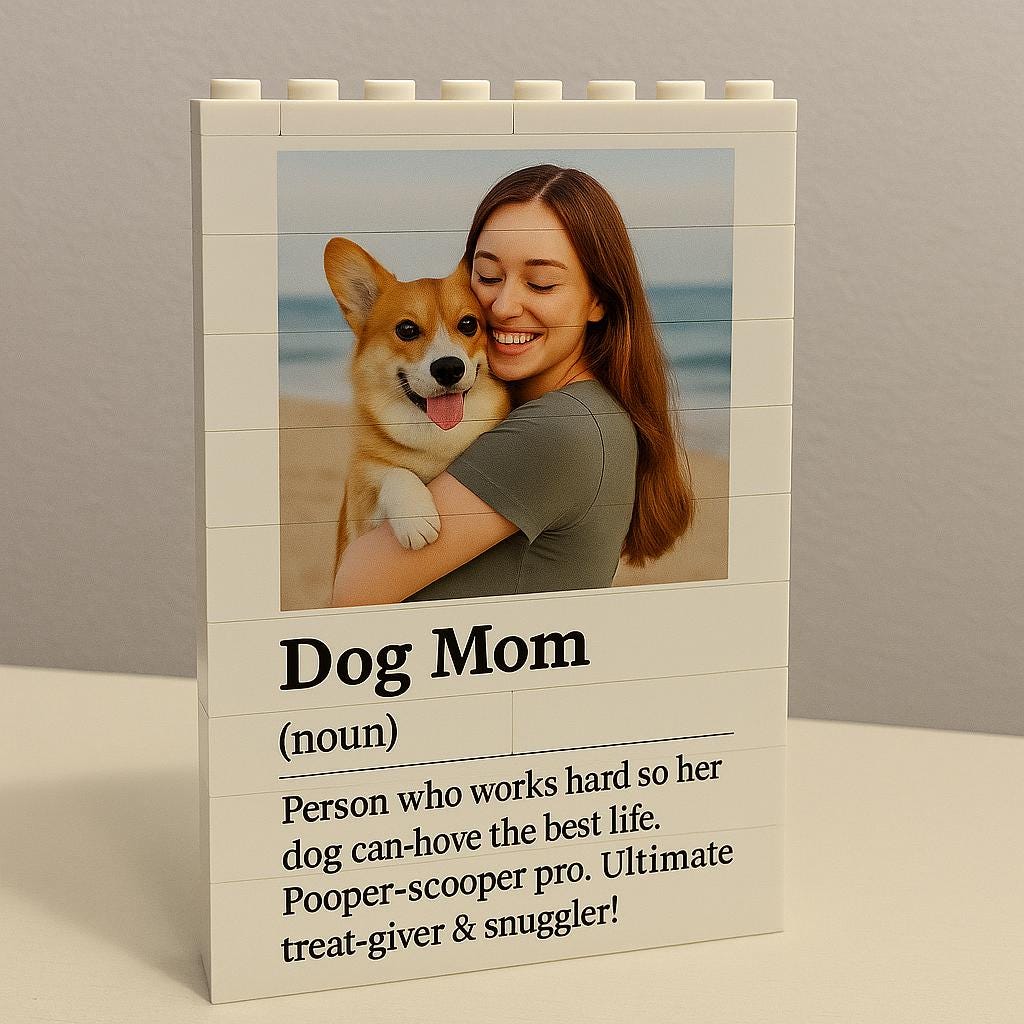 Custom Dog Mom Photo Building Blocks, Personalized Pet Portrait Gift for Her, Lego Style Photo Puzzle, Unique Dog Lover Keepsake Gift