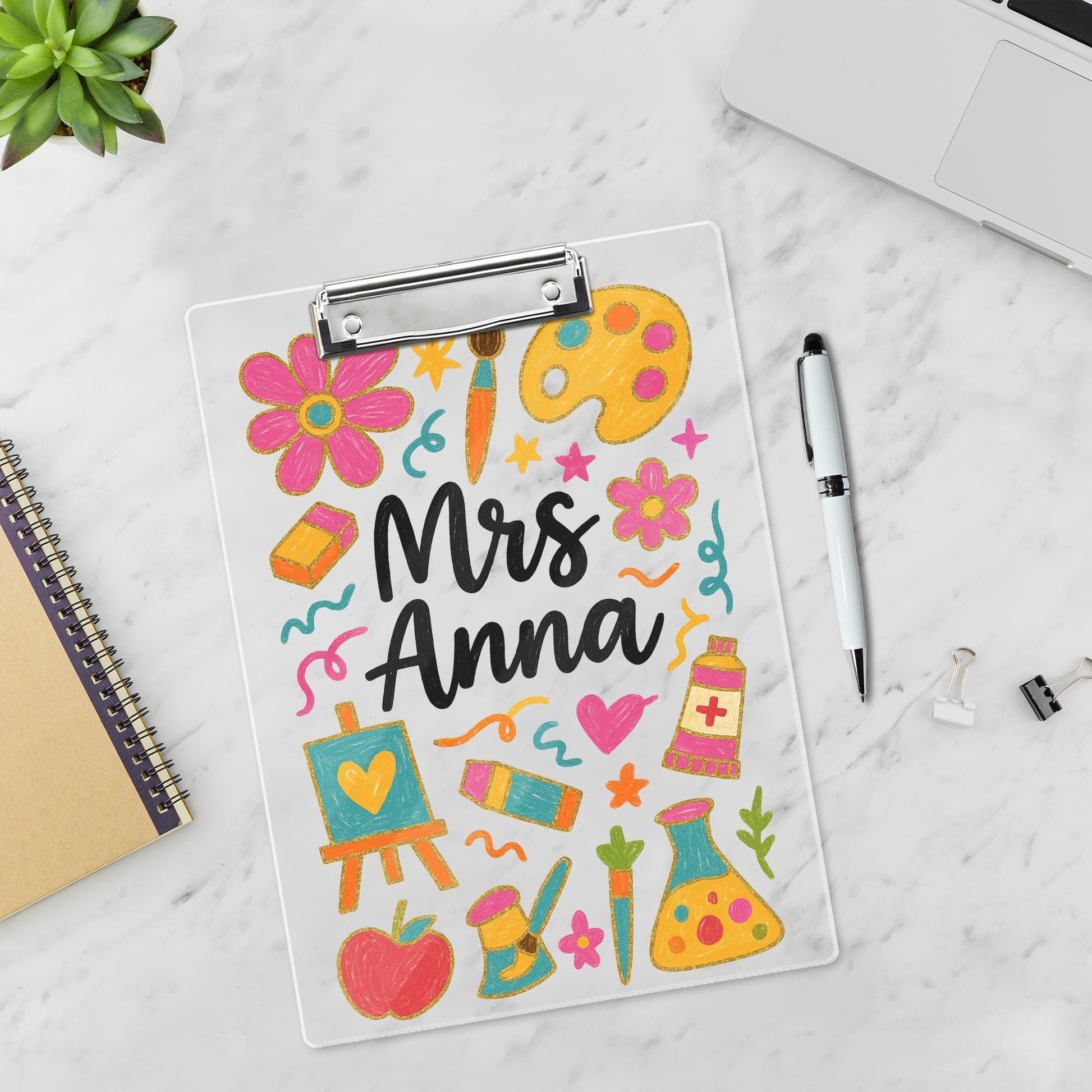 Custom Art Teacher Clipboard, Personalized Name Clipboard, Cute Gift for Art Teachers, Classroom Decor, Back to School Supplies
