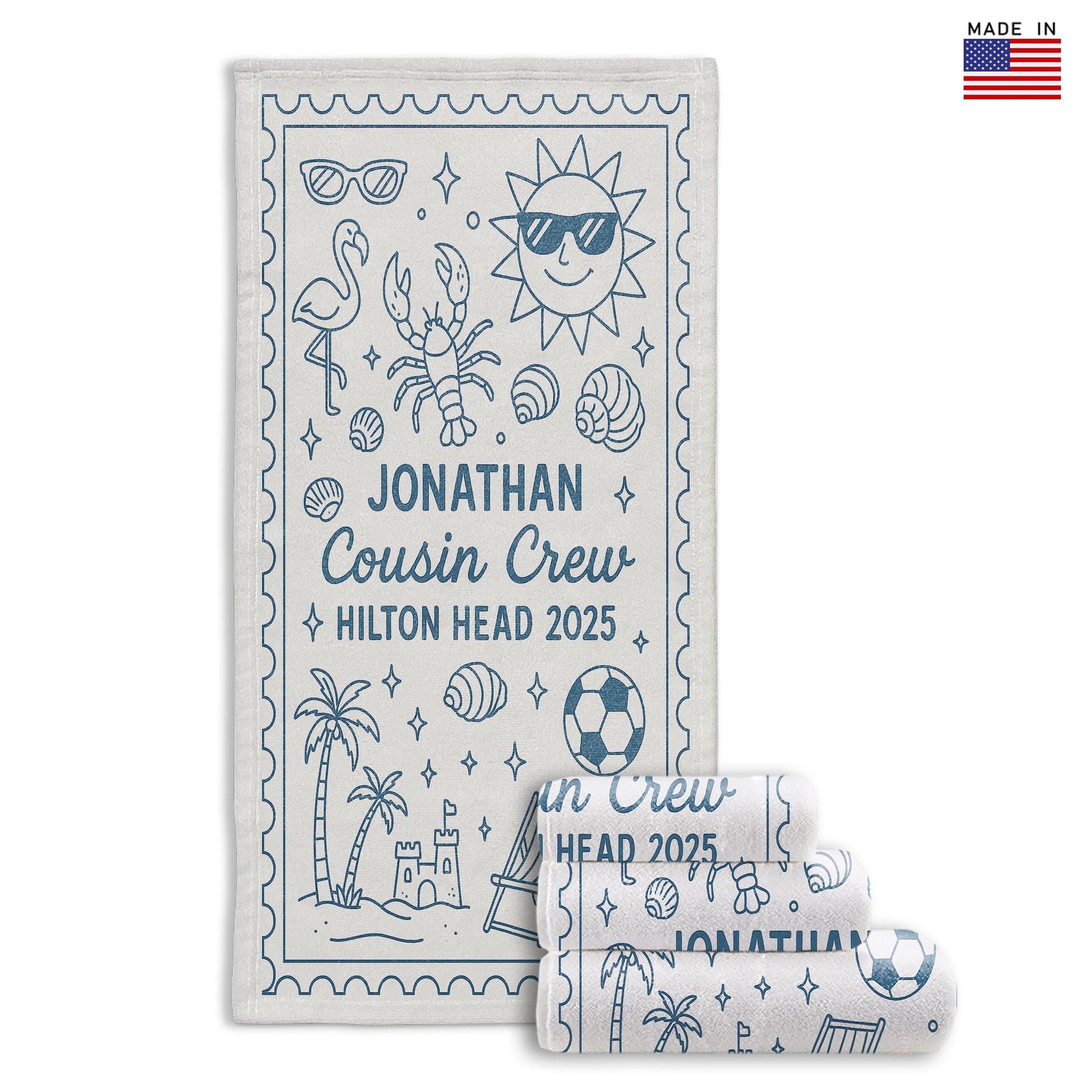 Personalized Cousin Crew Beach Towel, Summer Beach Gift For Cousin, Matching Cousin Trip Gift, Family Reunion Gift, Kids Birthday Pool Party