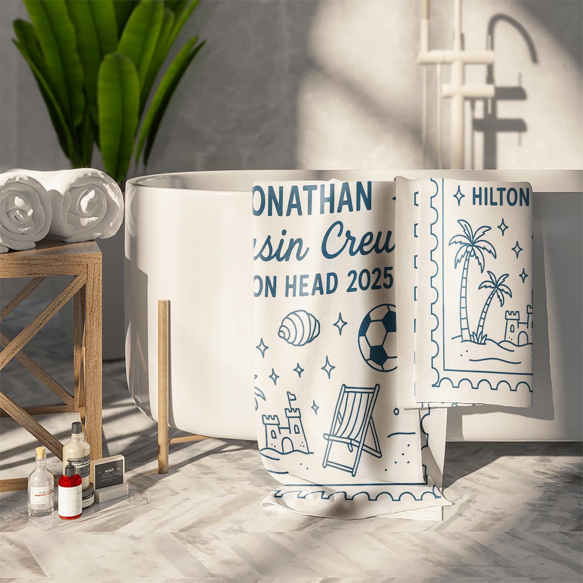 Personalized Cousin Crew Beach Towel, Summer Beach Gift For Cousin, Matching Cousin Trip Gift, Family Reunion Gift, Kids Birthday Pool Party