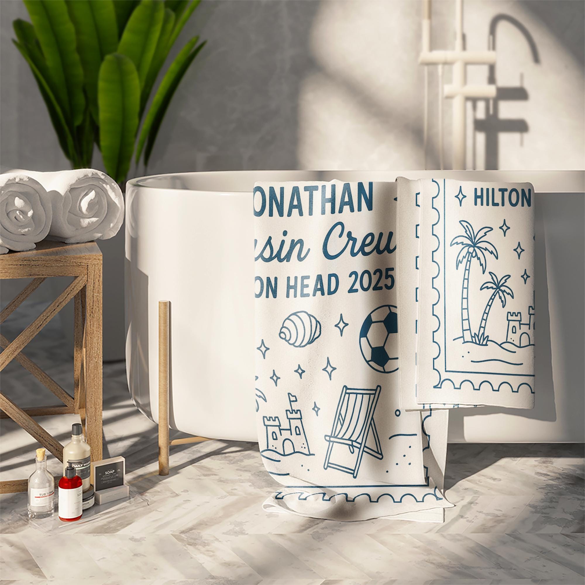 Personalized Cousin Crew Beach Towel, Summer Beach Gift For Cousin, Matching Cousin Trip Gift, Family Reunion Gift, Kids Birthday Pool Party