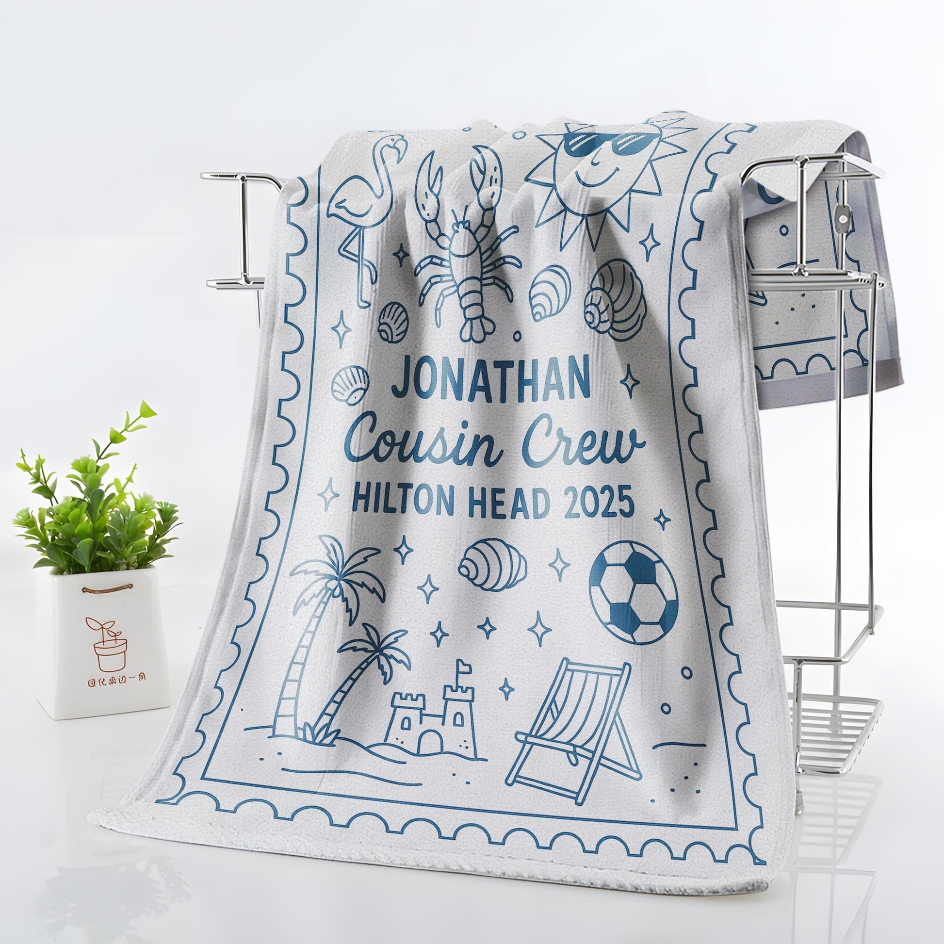 Personalized Cousin Crew Beach Towel, Summer Beach Gift For Cousin, Matching Cousin Trip Gift, Family Reunion Gift, Kids Birthday Pool Party