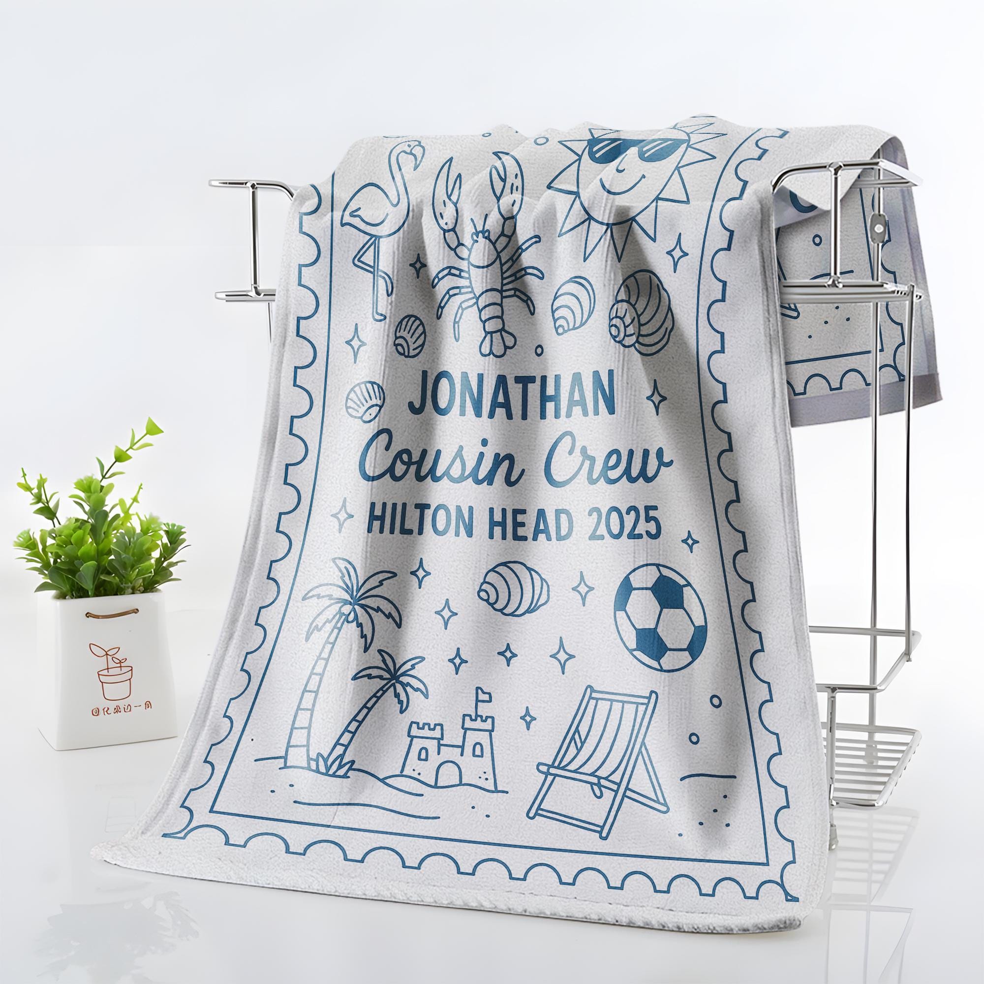 Personalized Cousin Crew Beach Towel, Summer Beach Gift For Cousin, Matching Cousin Trip Gift, Family Reunion Gift, Kids Birthday Pool Party