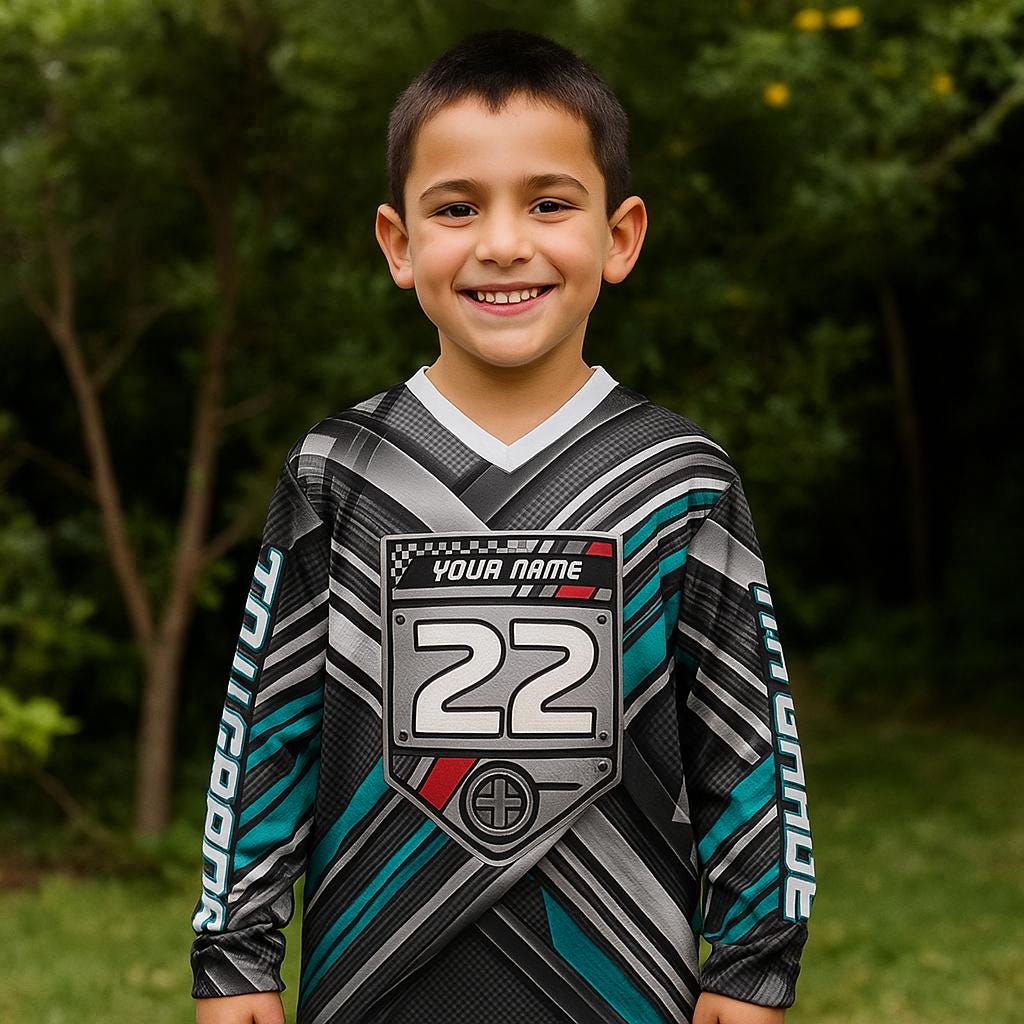 Custom Dirt Bike Jersey, Personalized Motocross Shirt with Rider Name & Number, Off-Road Racing Gear, Gift for Boys and Girls Back to School