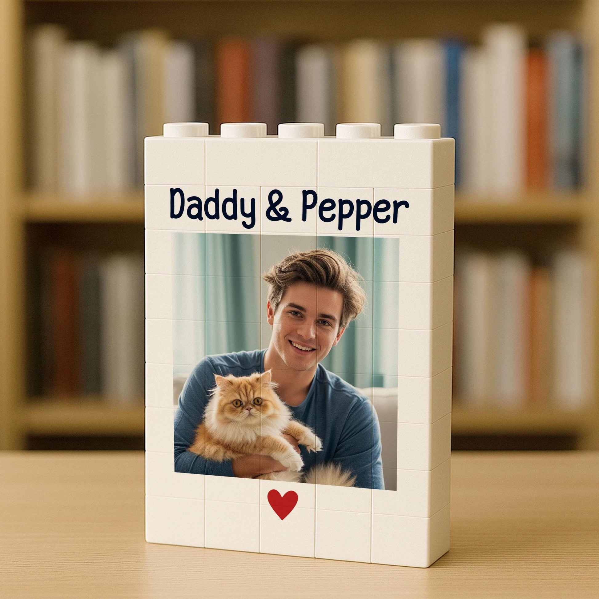 Custom Cat Photo Building Block | Personalized Pet Keepsake Gift | Cat Dad Decor | Name & Picture Memory Block | Cute Pet Display