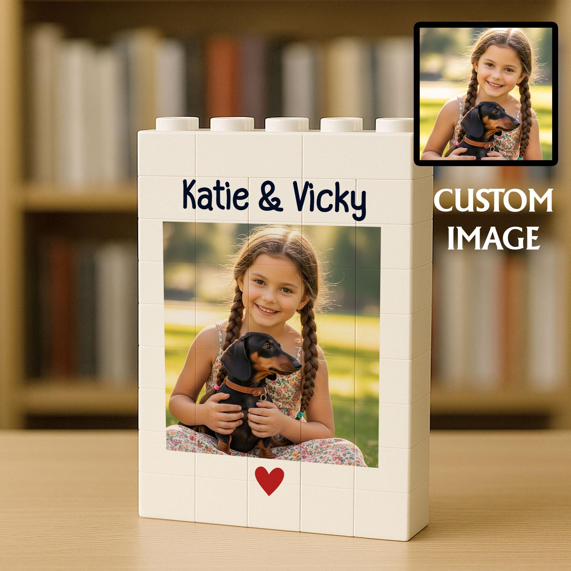 Custom Dog Photo Building Block | Personalized Pet Gift with Name & Picture | Dog Lover Keepsake | Memory Block Decor