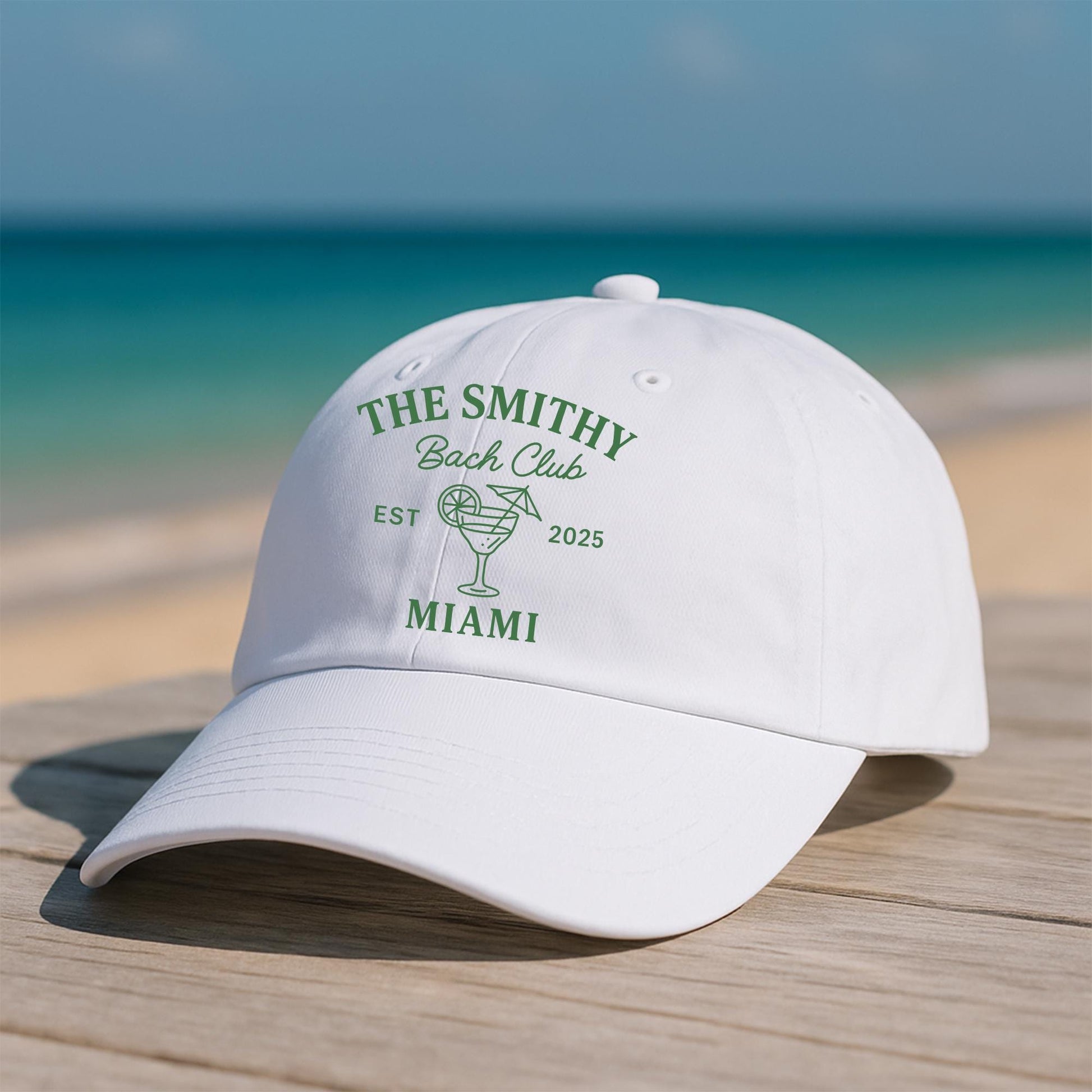 Custom Bach Club Hat – Personalized Bachelorette Party Cap with Cocktail Glass, Beach Trip Gift for Bridesmaids or Girls Weekend 2025