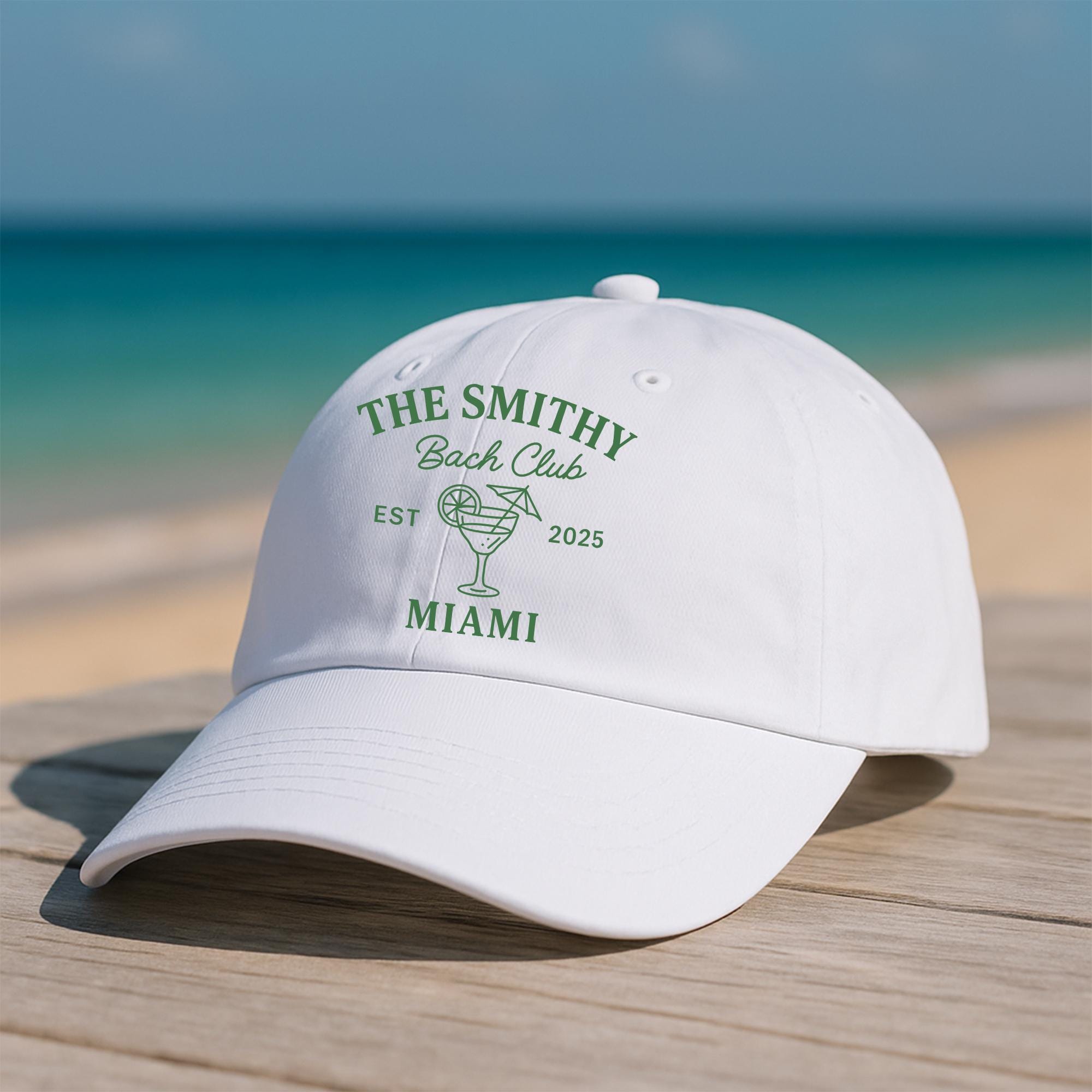 Custom Bach Club Hat – Personalized Bachelorette Party Cap with Cocktail Glass, Beach Trip Gift for Bridesmaids or Girls Weekend 2025