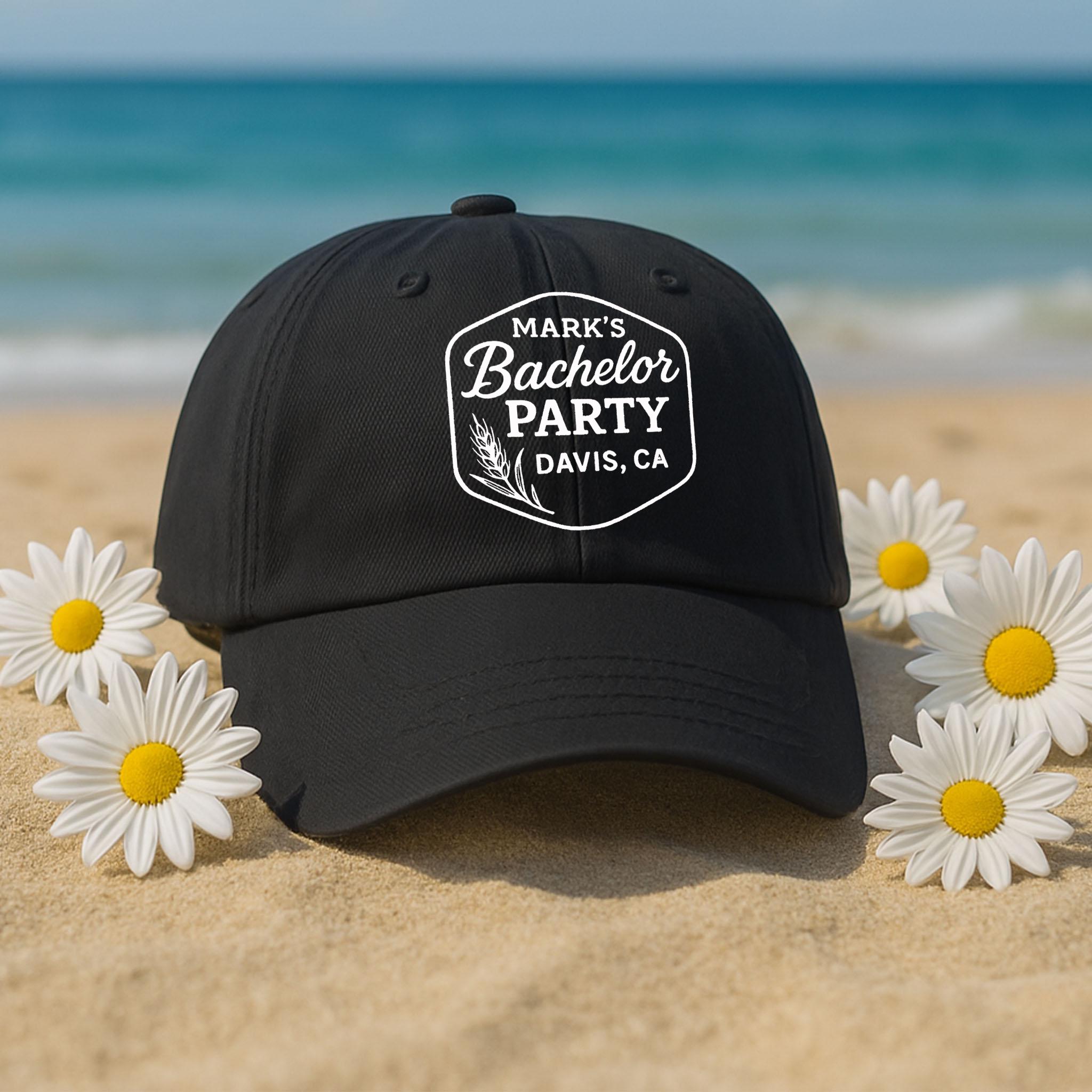 Custom Bachelor Party Hat, Personalized Groom Cap, Groomsmen Gift, Stag Party Hat, Bach Party Favor, Wedding Weekend Hat