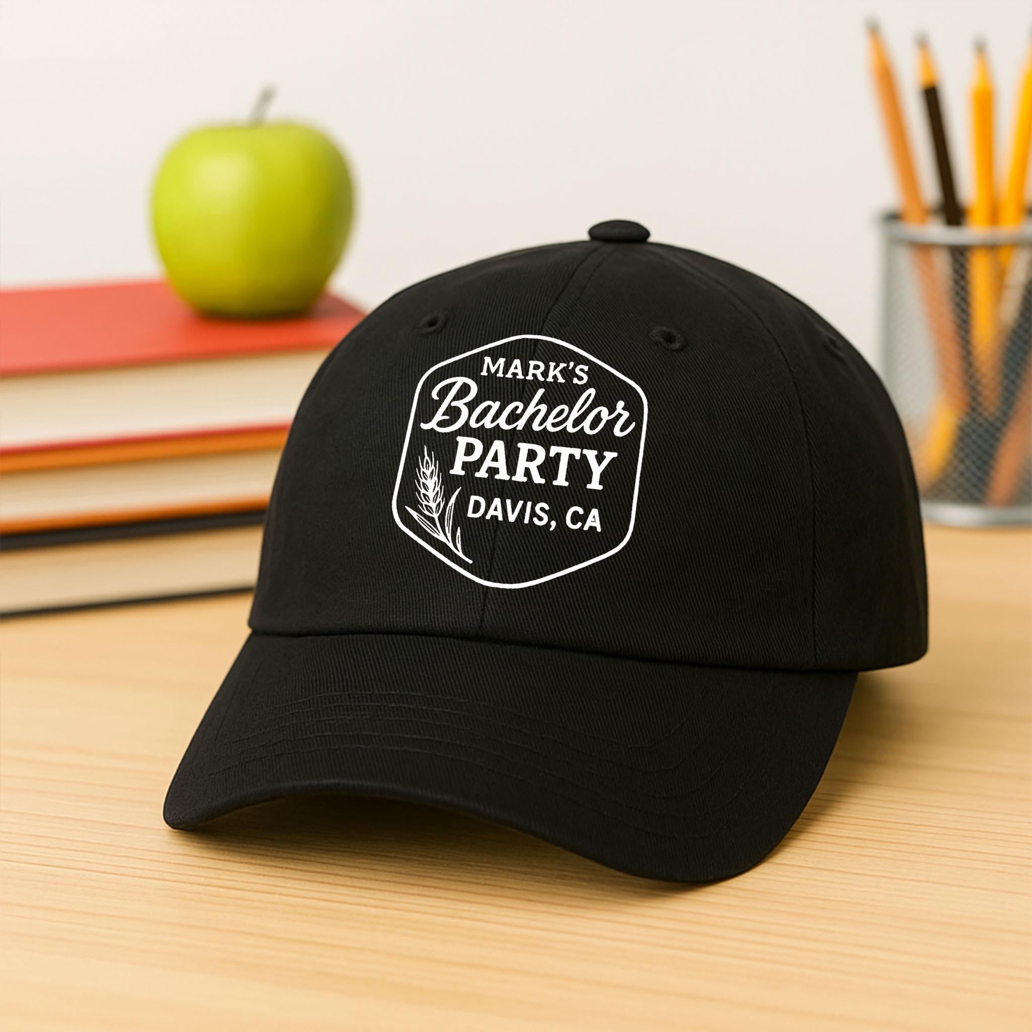 Custom Bachelor Party Hat, Personalized Groom Cap, Groomsmen Gift, Stag Party Hat, Bach Party Favor, Wedding Weekend Hat