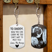 Custom Ultrasound Photo Keychain, To Daddy From Bump, Dad To Be Gift, Pregnancy Announcement Keepsake, First Time Dad Gift