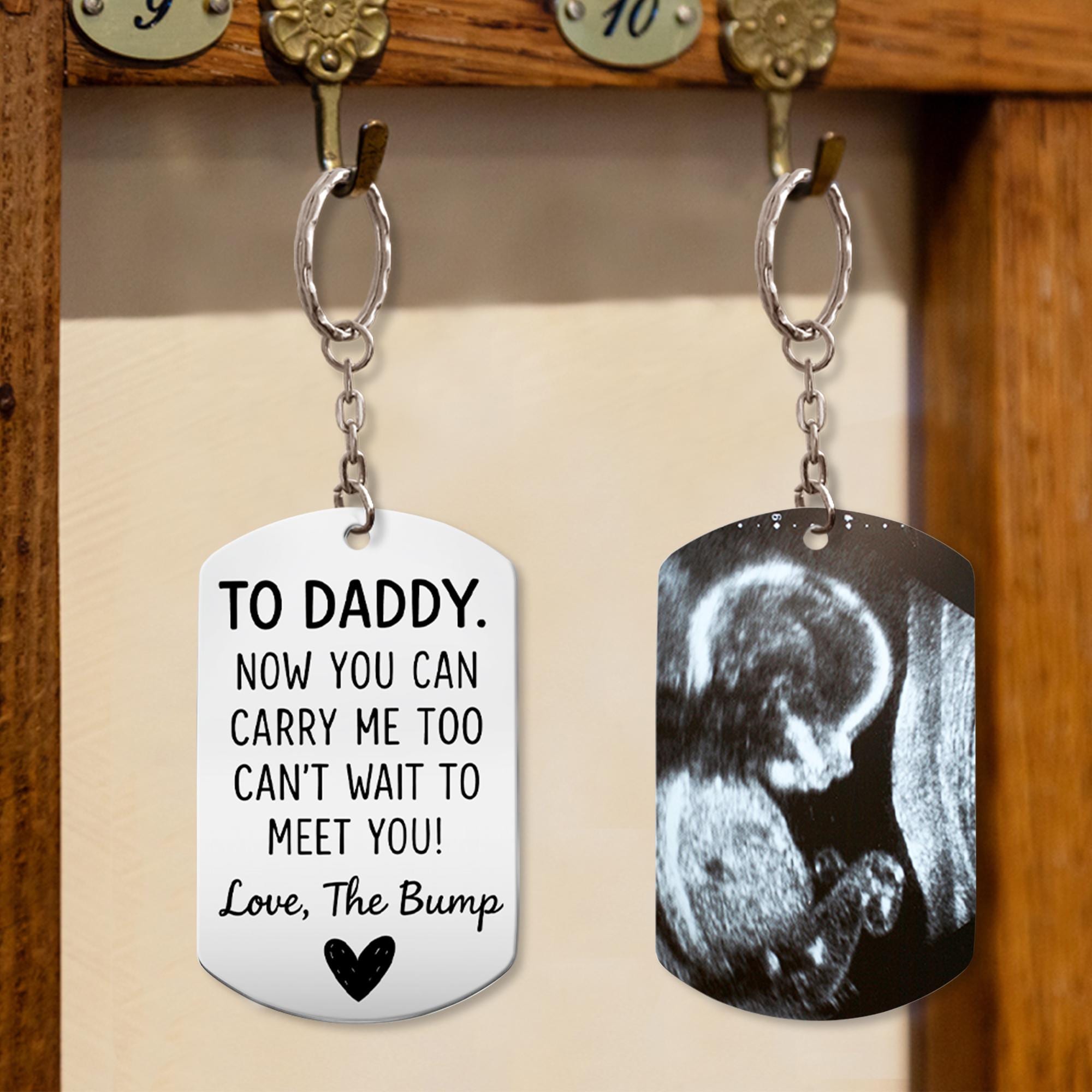 Custom Ultrasound Photo Keychain, To Daddy From Bump, Dad To Be Gift, Pregnancy Announcement Keepsake, First Time Dad Gift