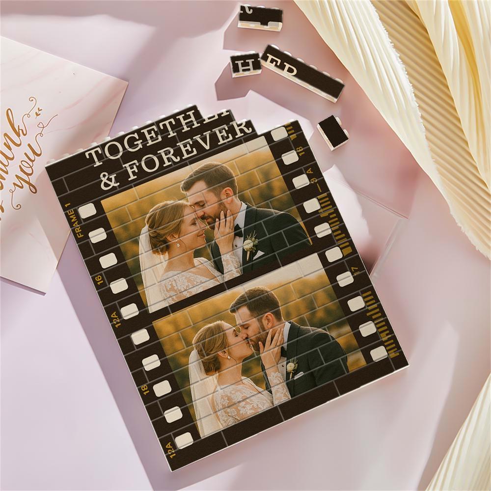Personalized Couple Photo Block, Together Forever Film Strip Wedding Gift, Custom Anniversary Engagement Picture Keepsake Home Decor