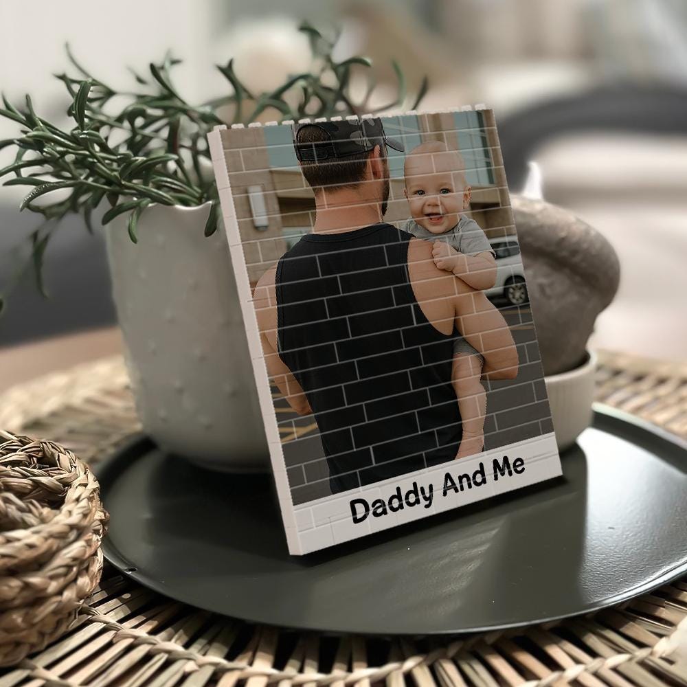Personalized Photo Building Block Frame for Dad, Custom Dad Message, Unique Father's Day Gift Idea from Kids, We Love You