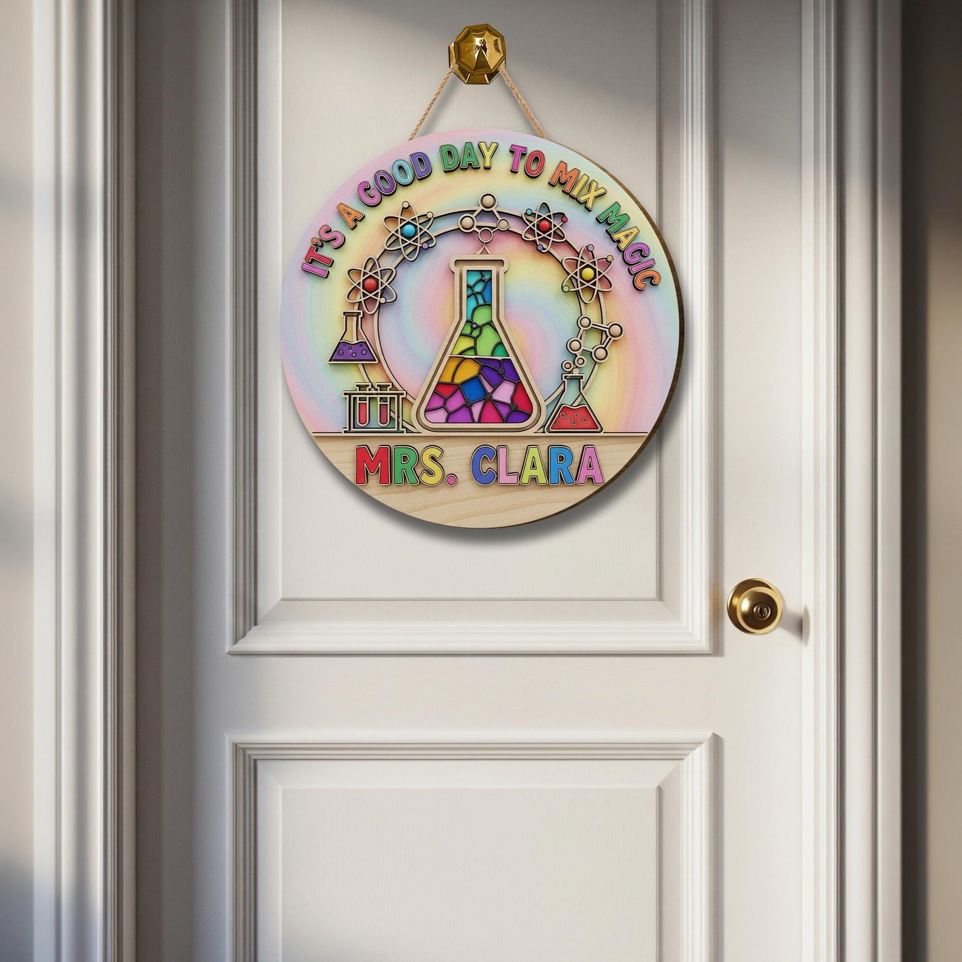 Custom 3D Wood Science Teacher Sign, Back to School Classroom Door Decor, Personalized Science Theme Sign, It's a Good Day to Mix Magic