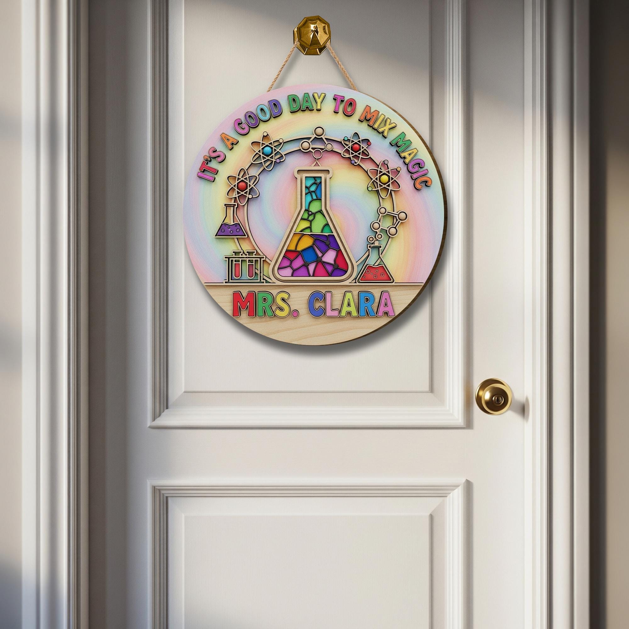 Custom 3D Wood Science Teacher Sign, Back to School Classroom Door Decor, Personalized Science Theme Sign, It's a Good Day to Mix Magic