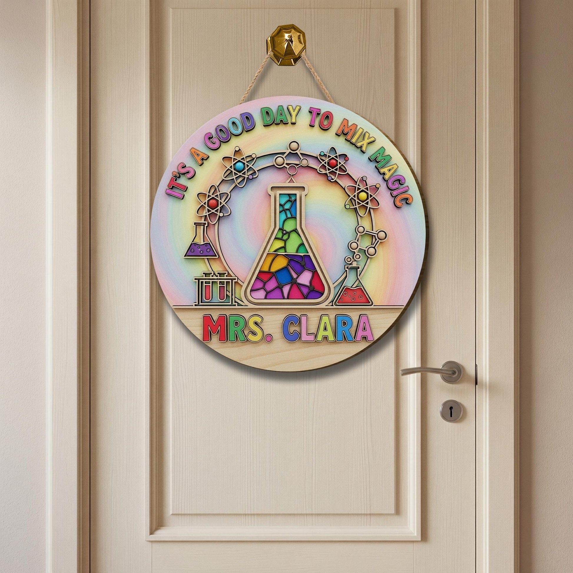 Custom 3D Wood Science Teacher Sign, Back to School Classroom Door Decor, Personalized Science Theme Sign, It's a Good Day to Mix Magic
