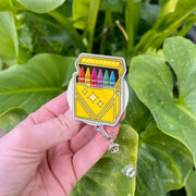 Crayon Box Badge Reel | Colorful Teacher ID Clip for Back to School | Cute Retractable Name Badge Holder for Educators & Artists