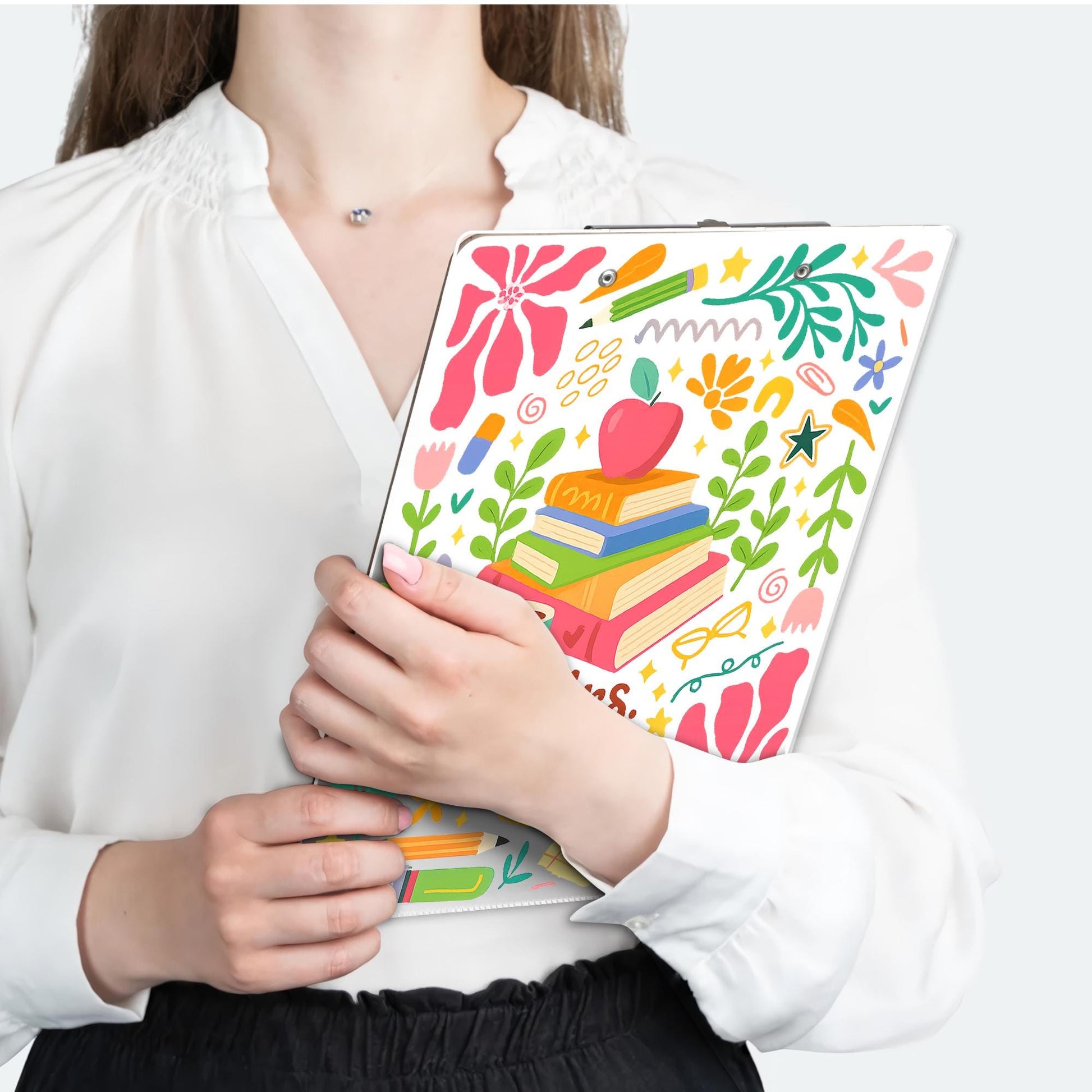 Personalized Clipboard for Teacher, Colorful Floral Acrylic Dry Erase Board, Cute Back to School Classroom Gift