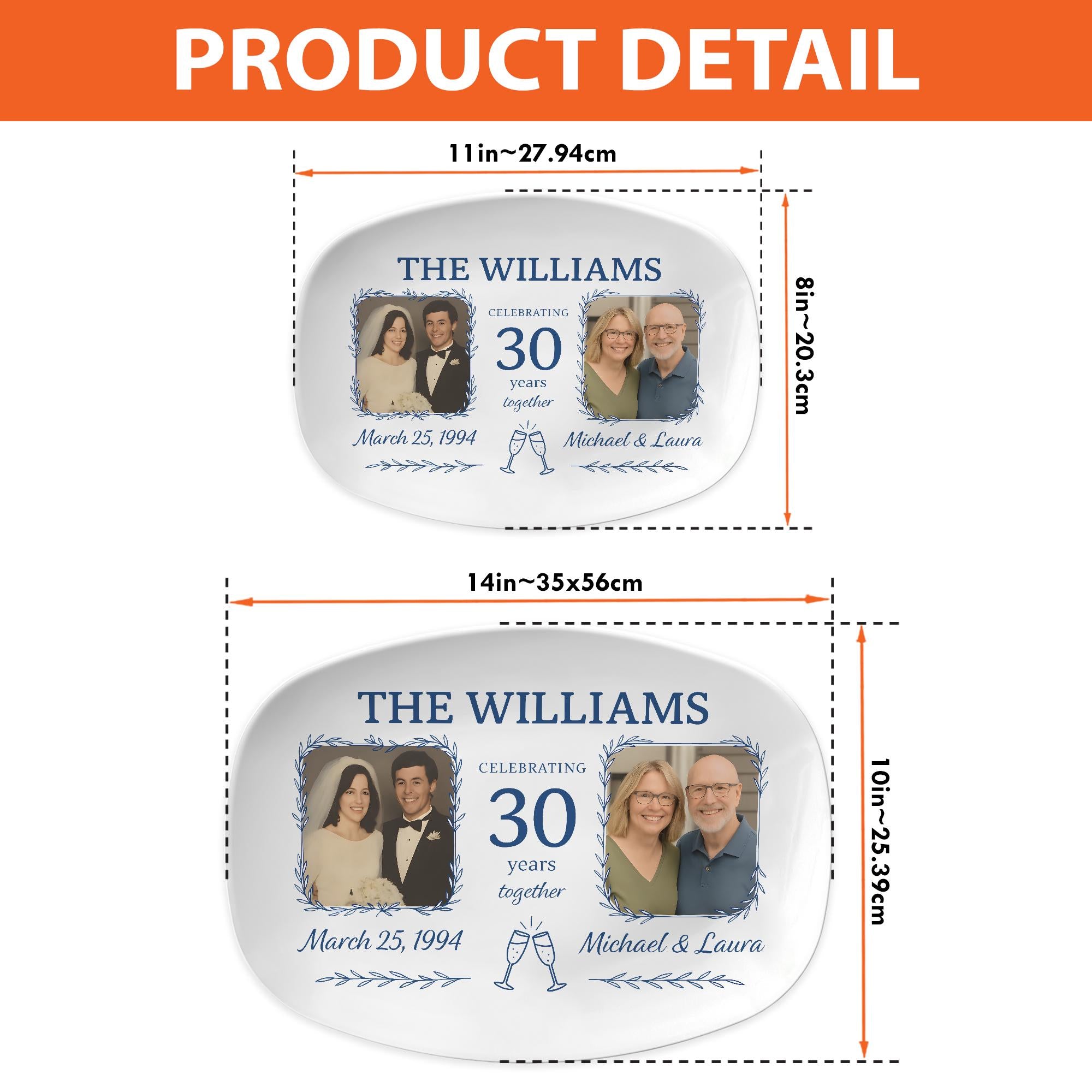 Custom Anniversary Photo Platter, Personalized Wedding Keepsake Gift, Couple Name & Date Tray, Family Heirloom DECOR ONLY