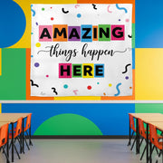 Classroom Decor, Positive Classroom Tapestry, Classroom Banner, Amazing Things Happen Here, Teacher Appreciation Gifts, Motivational Theme