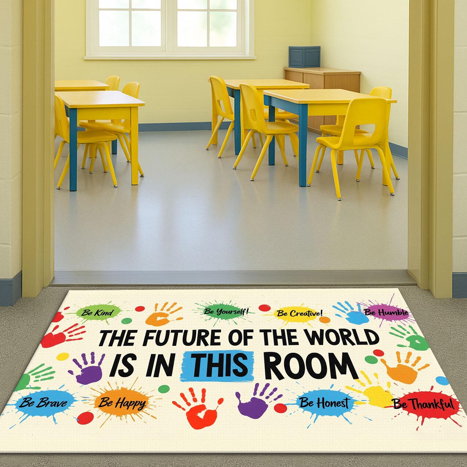 Colorful Classroom Doormat, Motivational Rug for Teachers, Future Leaders Mat, Welcome Back to School Gift, Positive Quote Decor