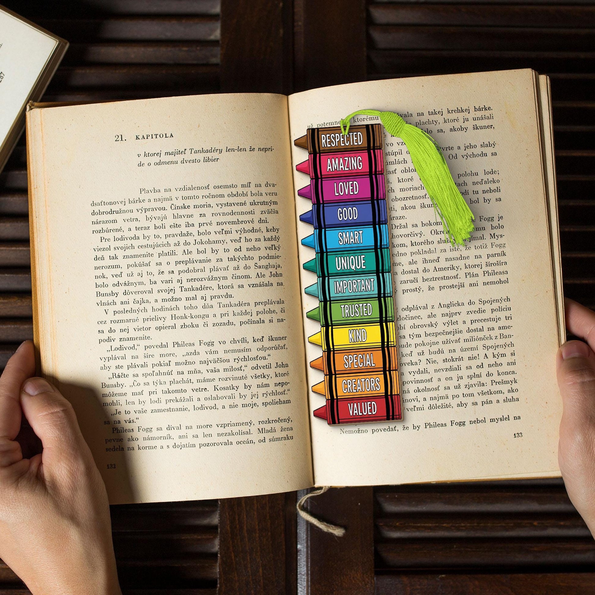 Crayon Affirmation Bookmark, Colorful Teacher Bookmark with Tassel, Positive Words Gift, Back to School Classroom Favor