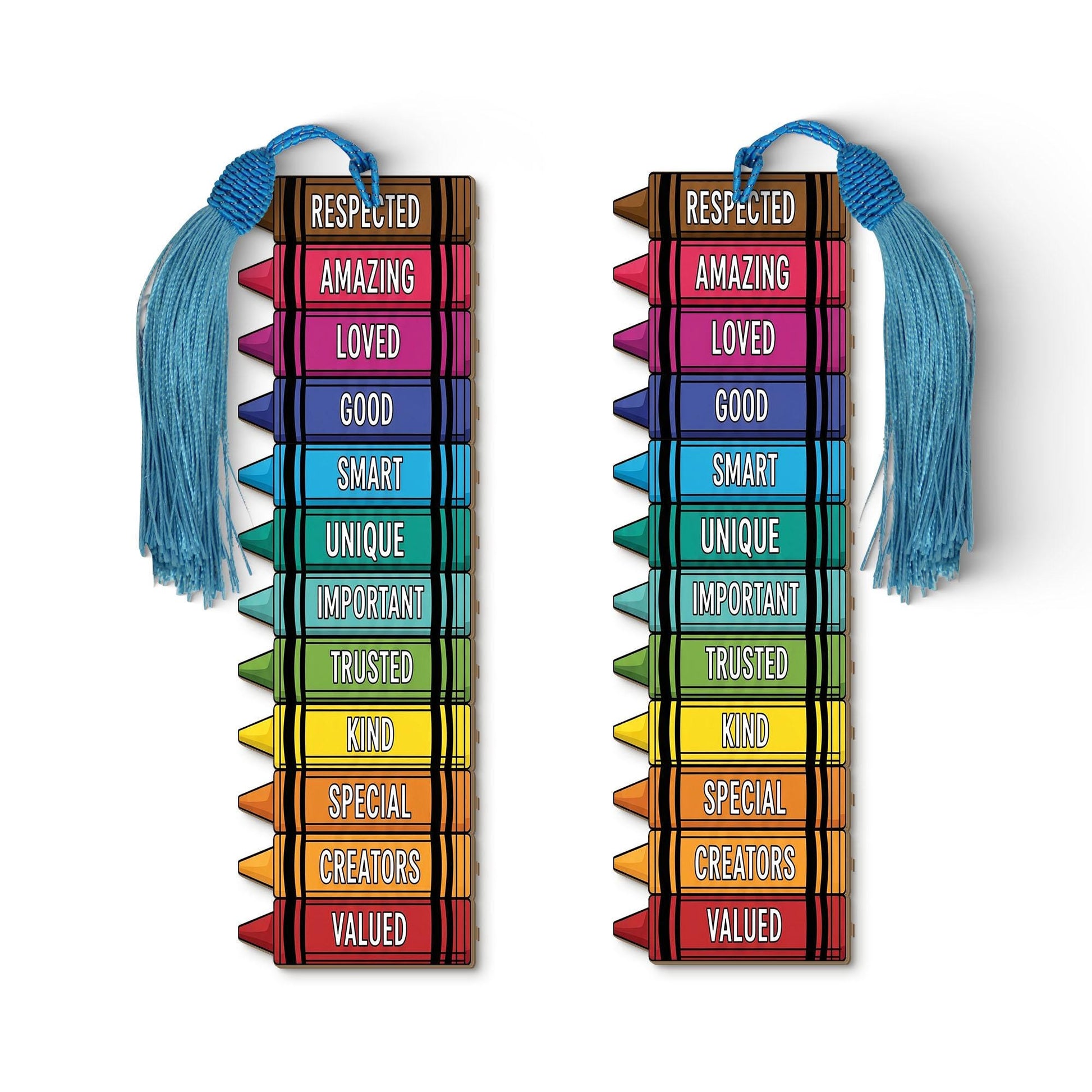 Crayon Affirmation Bookmark, Colorful Teacher Bookmark with Tassel, Positive Words Gift, Back to School Classroom Favor