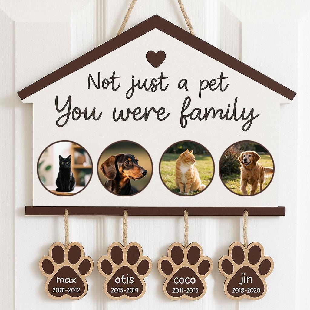 Personalized Pet Memorial Sign, You Were Family Photo Display, Dog Loss Gift, Custom Paw Print Name Tags, Remembrance Sympathy Frame