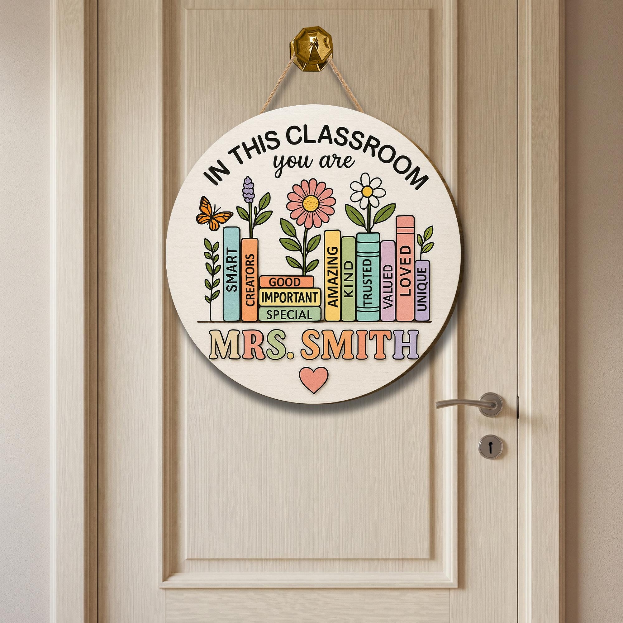 Custom 3D Wooden Door Sign, Classroom Teacher Sign, Personalized Teacher name Gift, Back to School Decor, In This Classroom You Are Decor