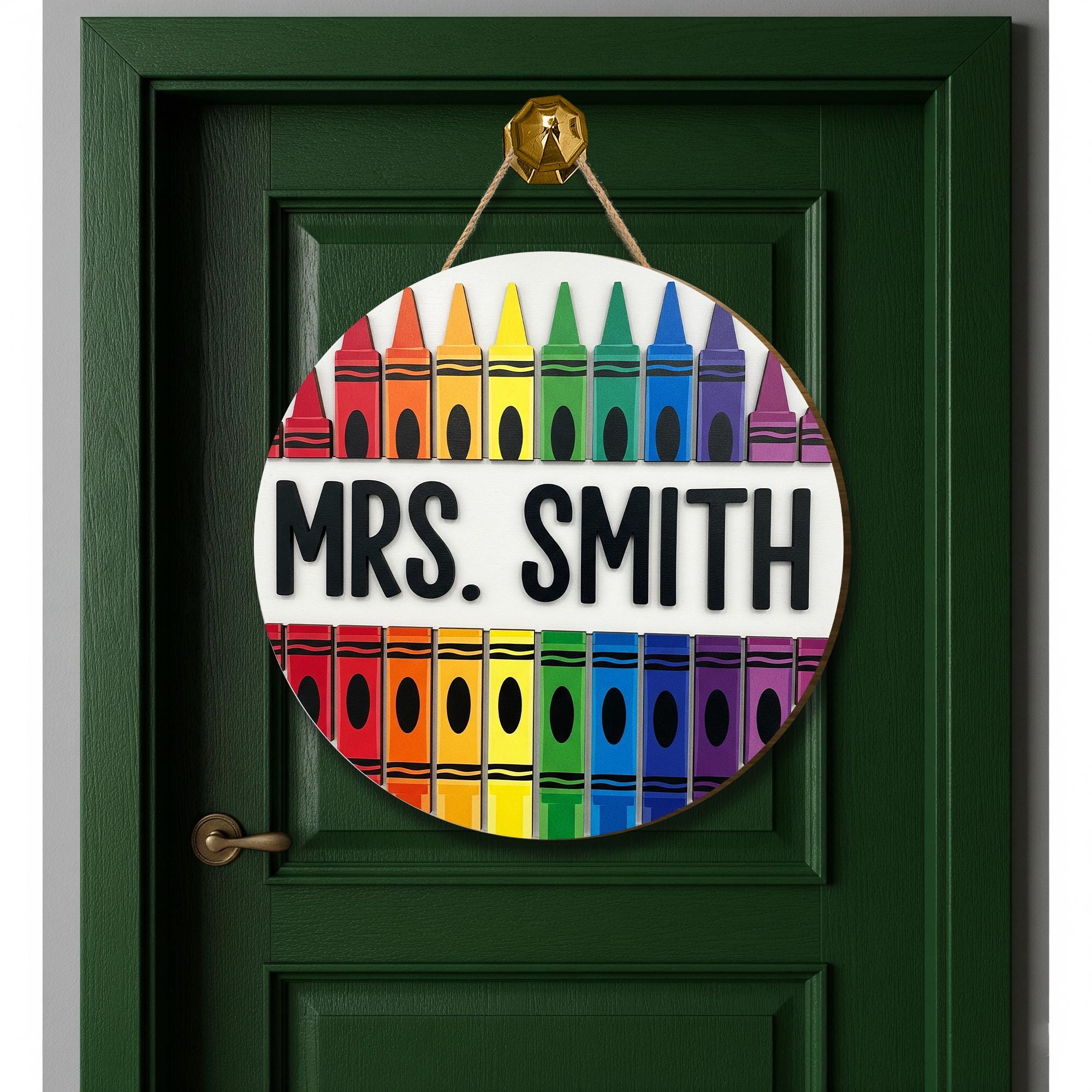 Custom 3D Teacher Crayons Door Sign, Classroom Decor, Teacher Gift, Back to School, Personalized Door Hanger, Classroom Door Hanging