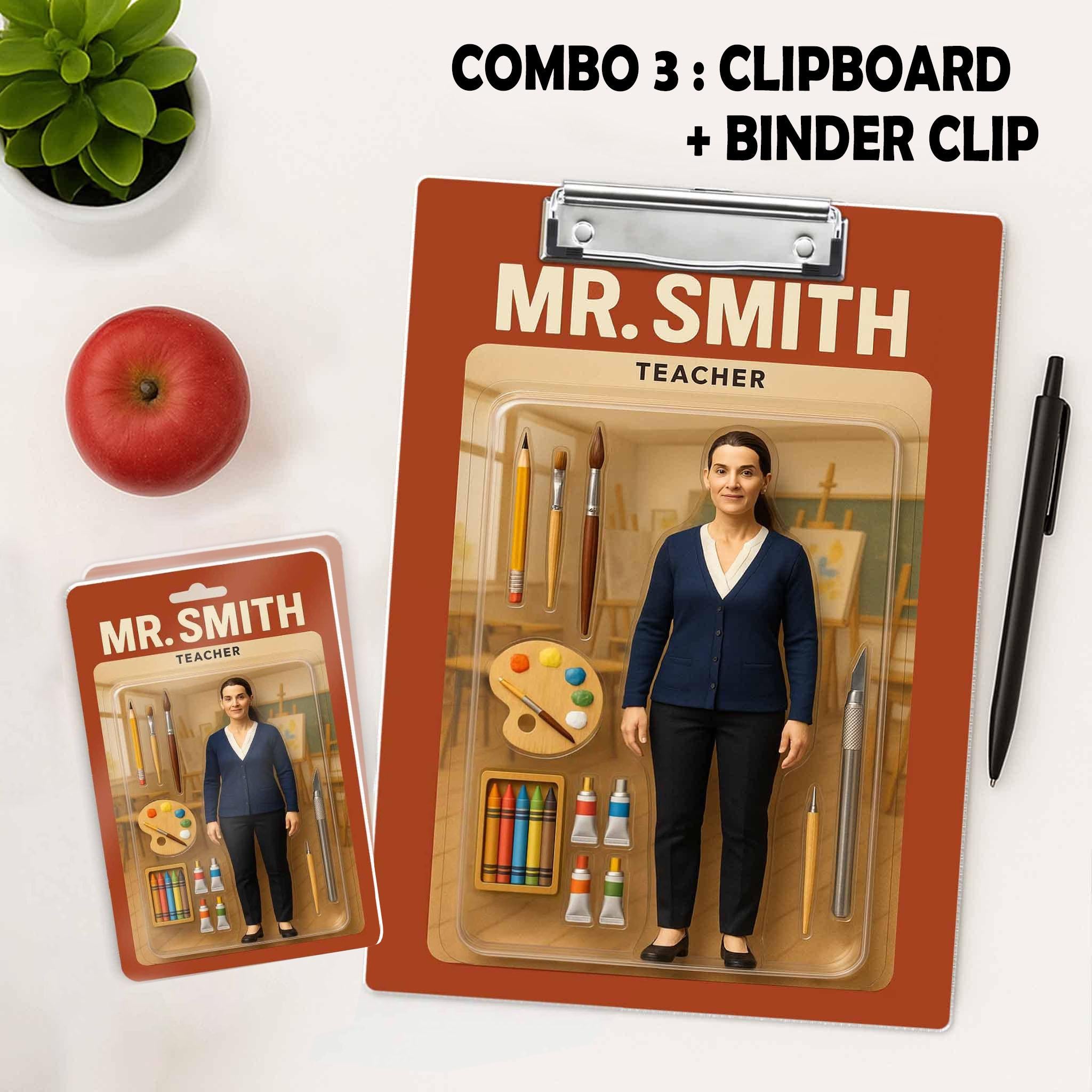 Custom Art Teacher Clipboard, Personalized Photo Gift, Back to School, Unique Teacher Decor, Art Class Supply Display, Teacher Supplies Gift