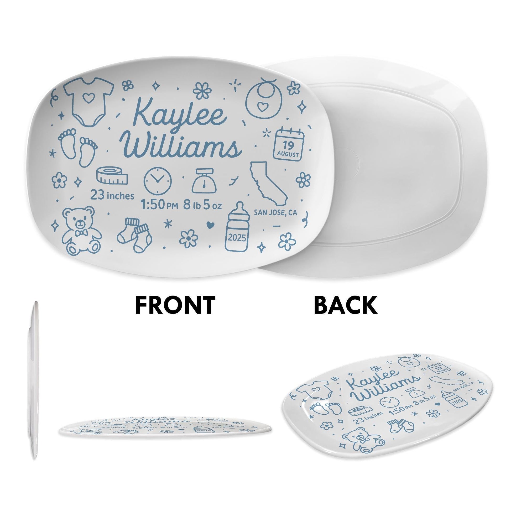 Personalized Baby Birth Platter, Custom Baby Stats Keepsake, Newborn Arrival Gift, Nursery Decor, Baby Shower Gift for New Parents